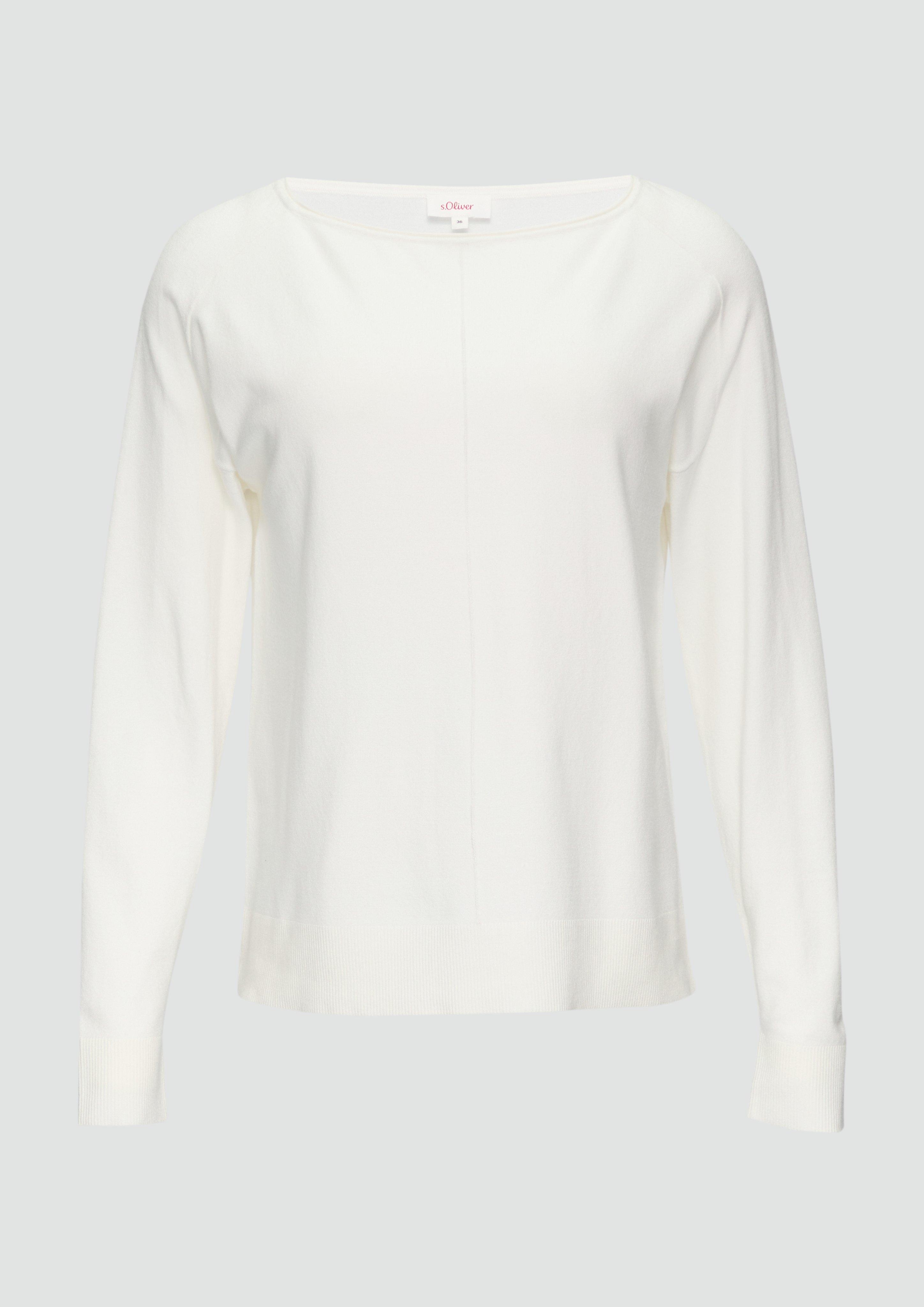 s.Oliver - Strickpullover mit U-Boot-Ausschnitt aus Viskosestretch, Damen, creme
