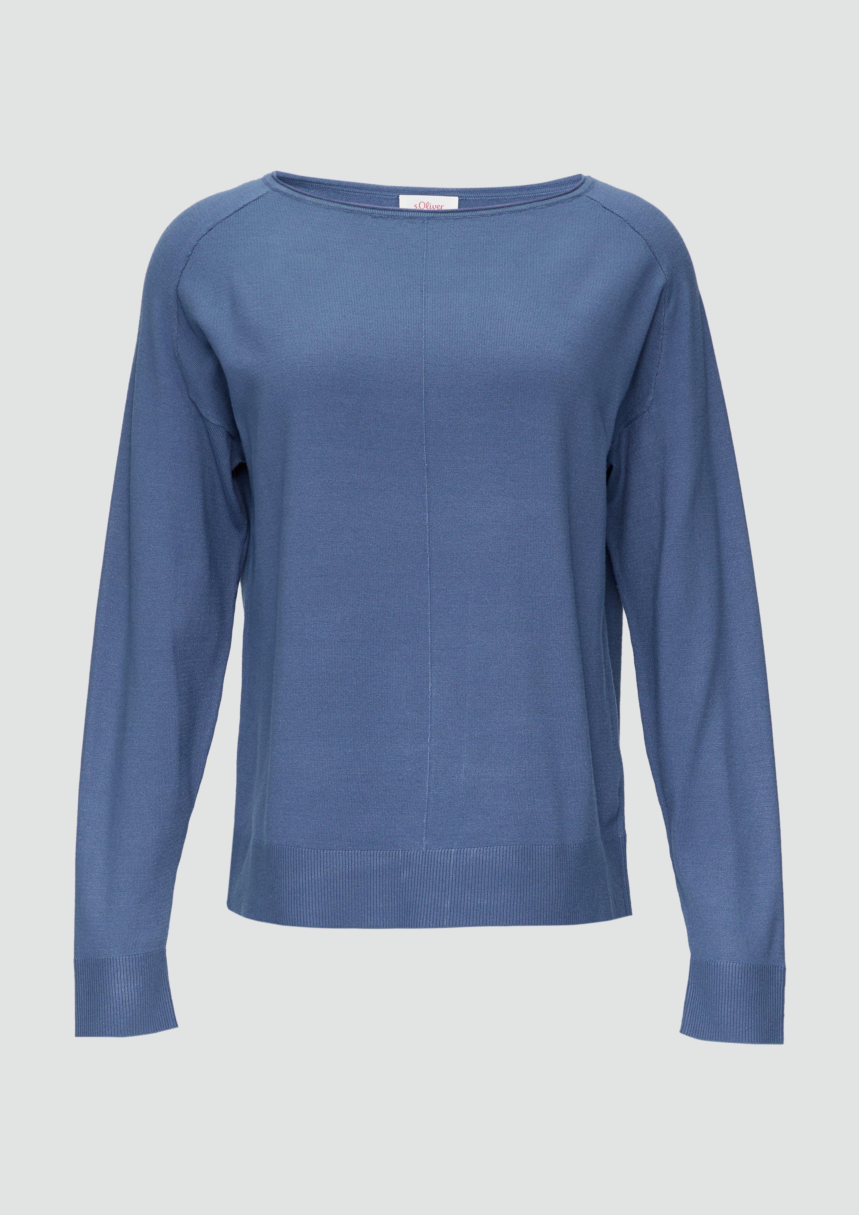 s.Oliver - Strickpullover mit U-Boot-Ausschnitt aus Viskosestretch, Damen, blau