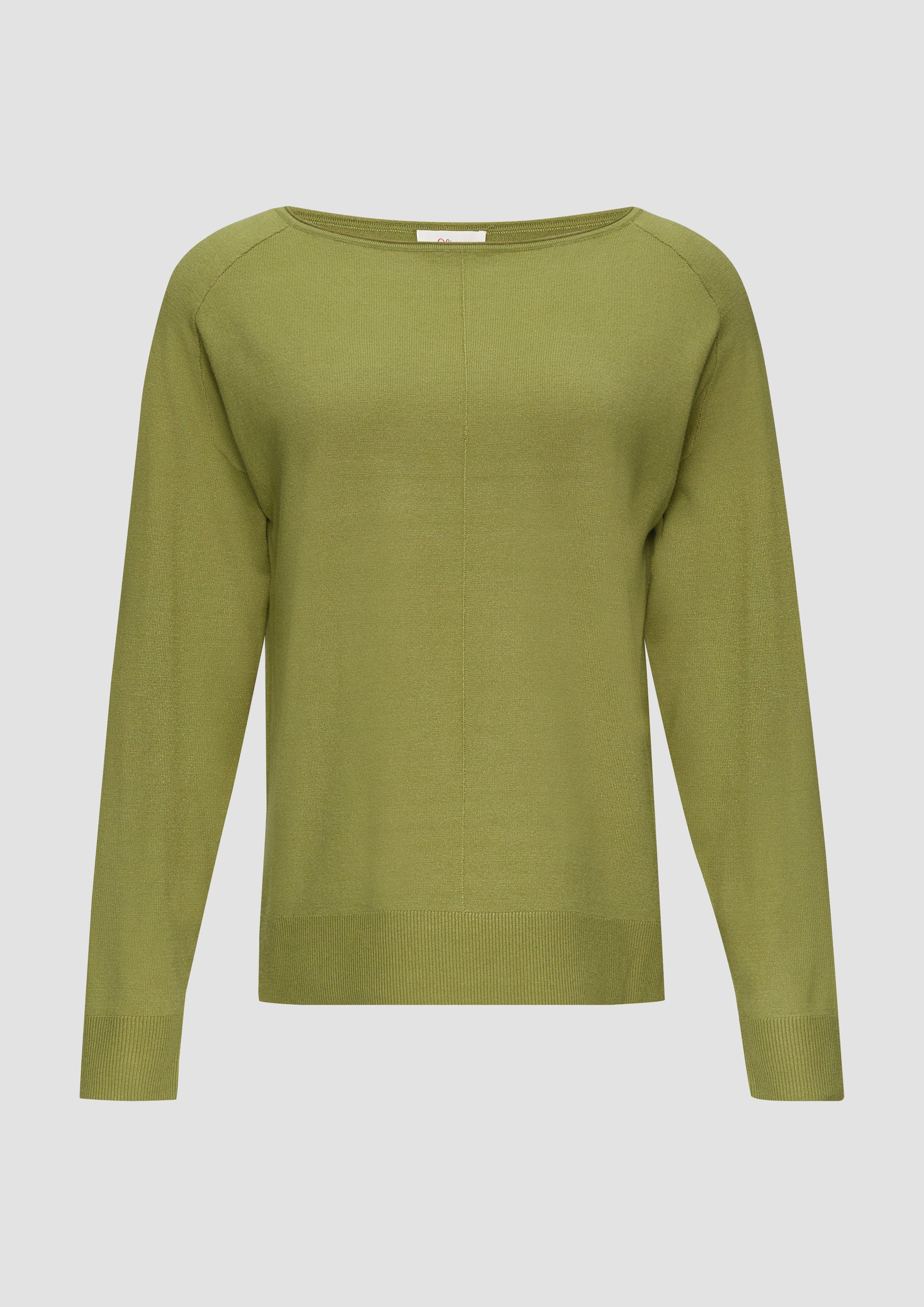 s.Oliver - Strickpullover mit U-Boot-Ausschnitt aus Viskosestretch, Damen, grün