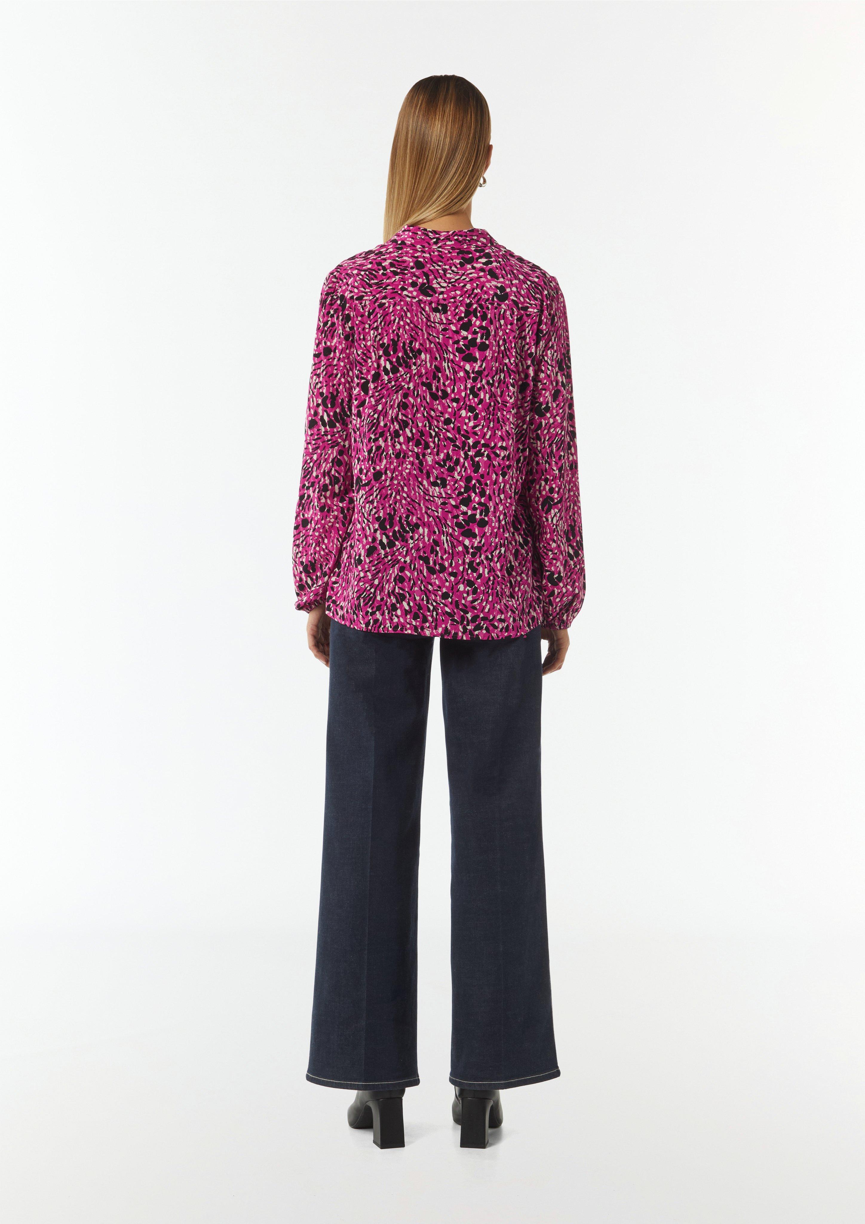 Patterned shirt blouse with stretchy cuffs - pink | Comma Patterned shirt blouse with stretchy cuffs - pink | Comma