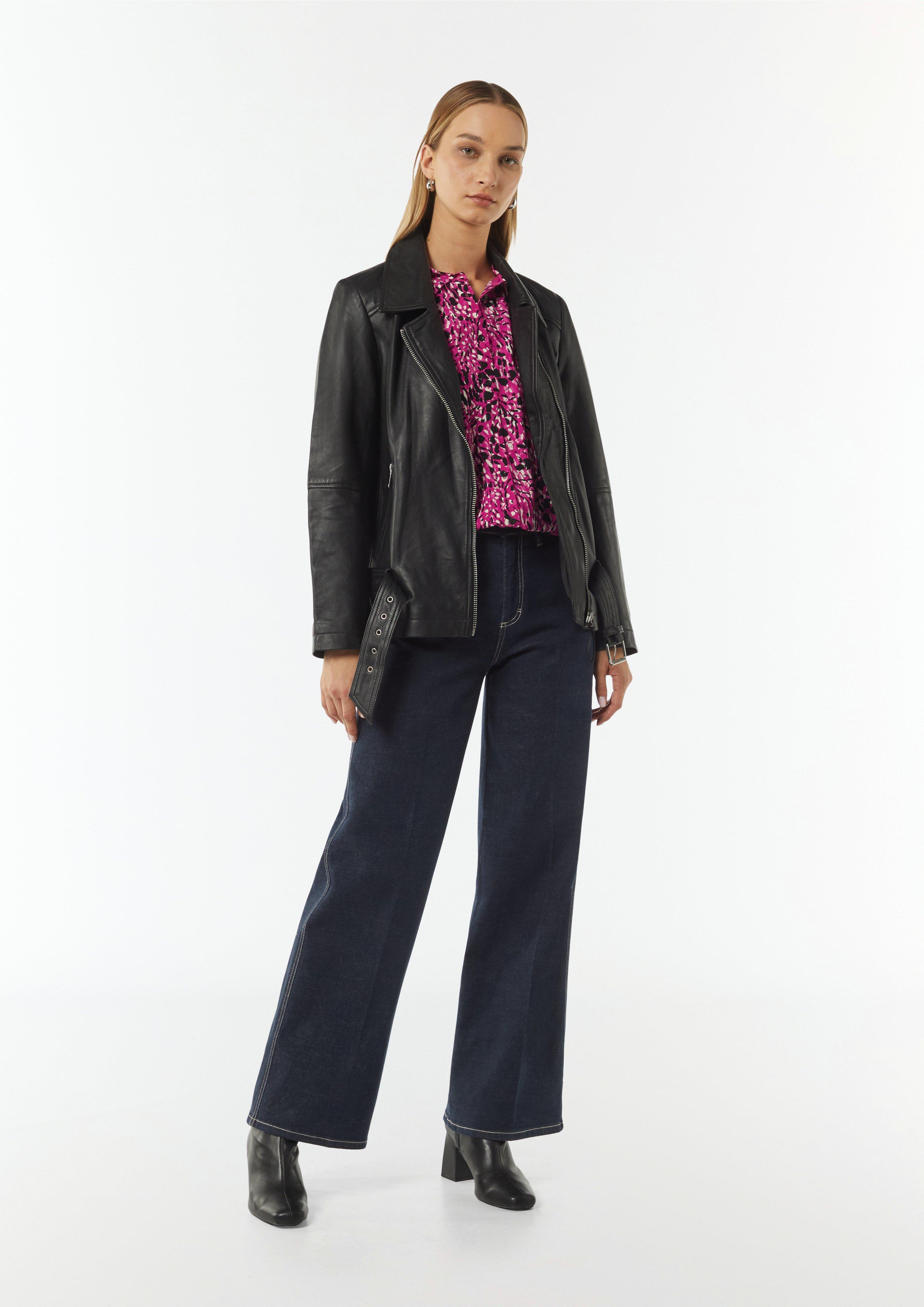 Patterned shirt blouse with stretchy cuffs - pink | Comma Patterned shirt blouse with stretchy cuffs - pink | Comma