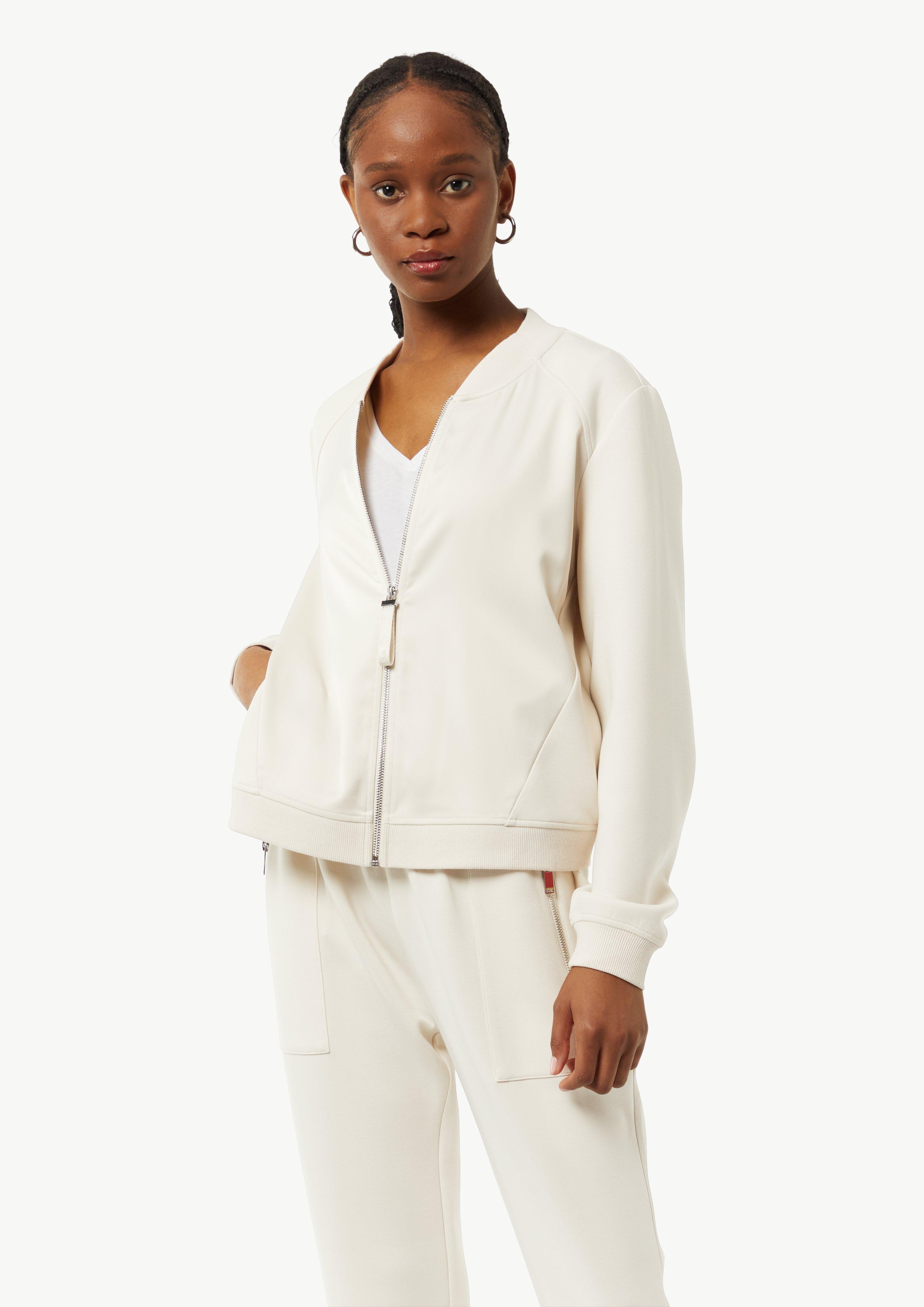 Bomber jacket in a mix of materials - light beige | Comma Bomber jacket in a mix of materials - light beige | Comma
