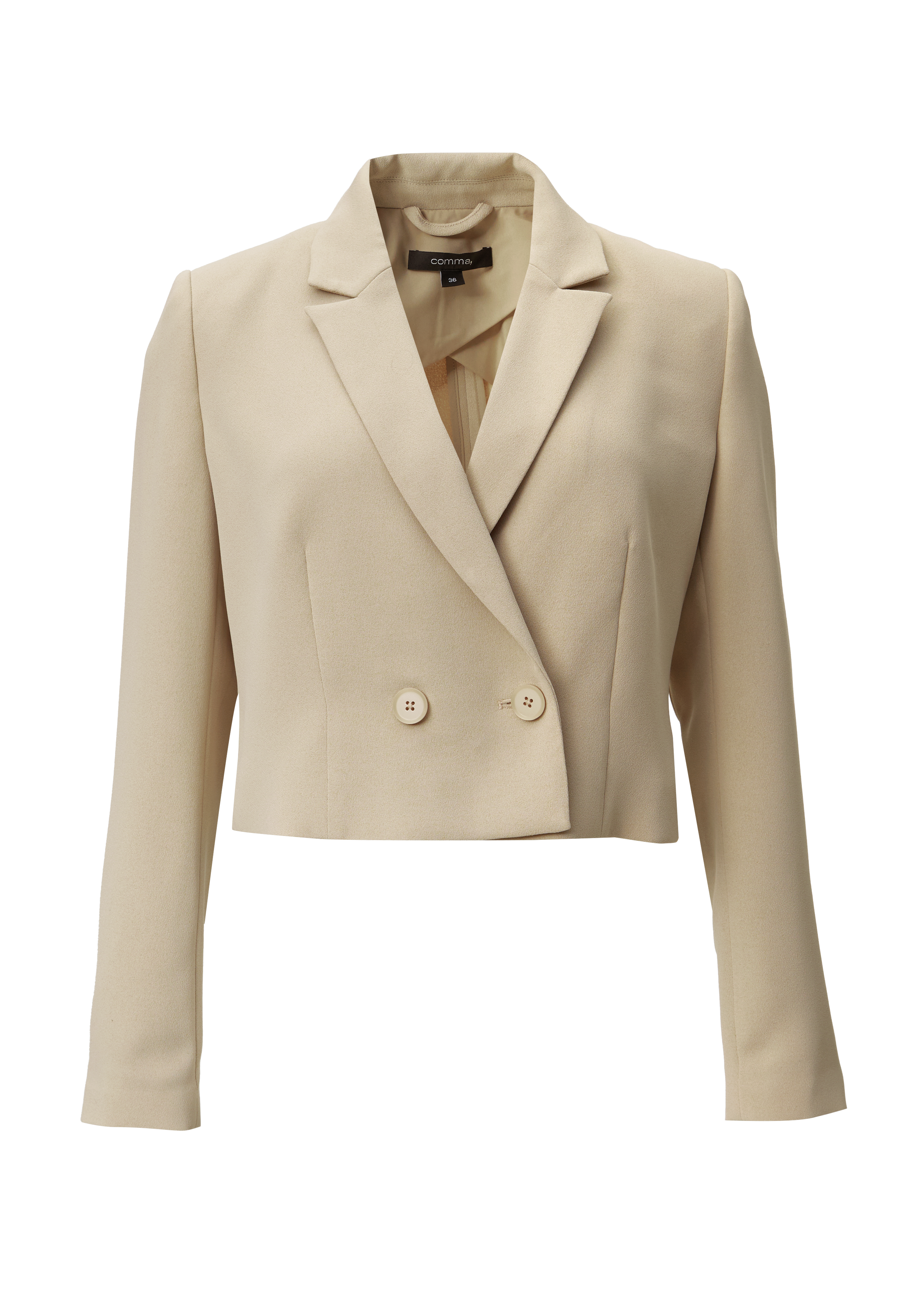 Cropped blazer with a lapel collar - Beige | SCAYLE