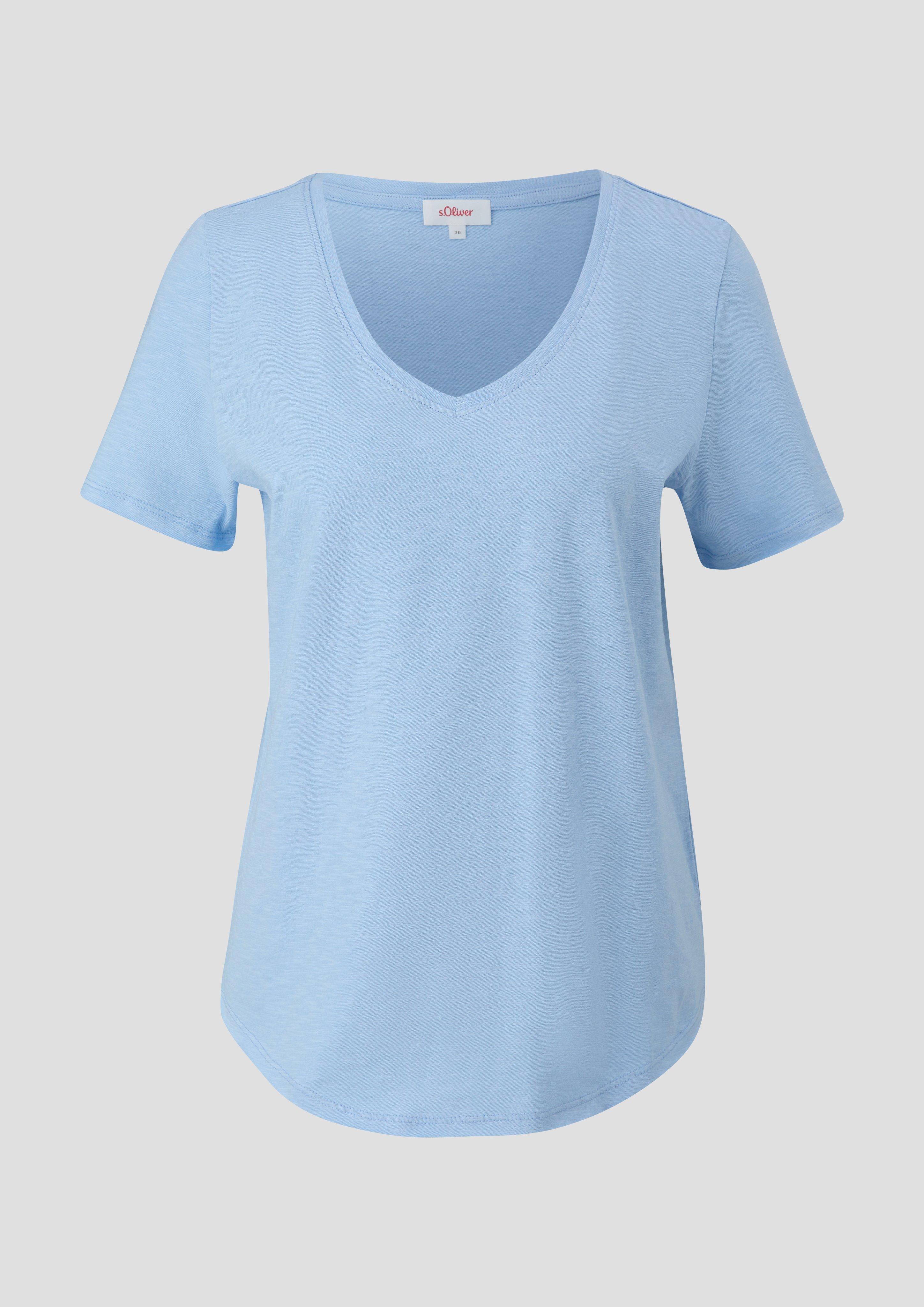 s.Oliver - Jersey-Shirt mit Flammgarnstruktur, Damen, blau