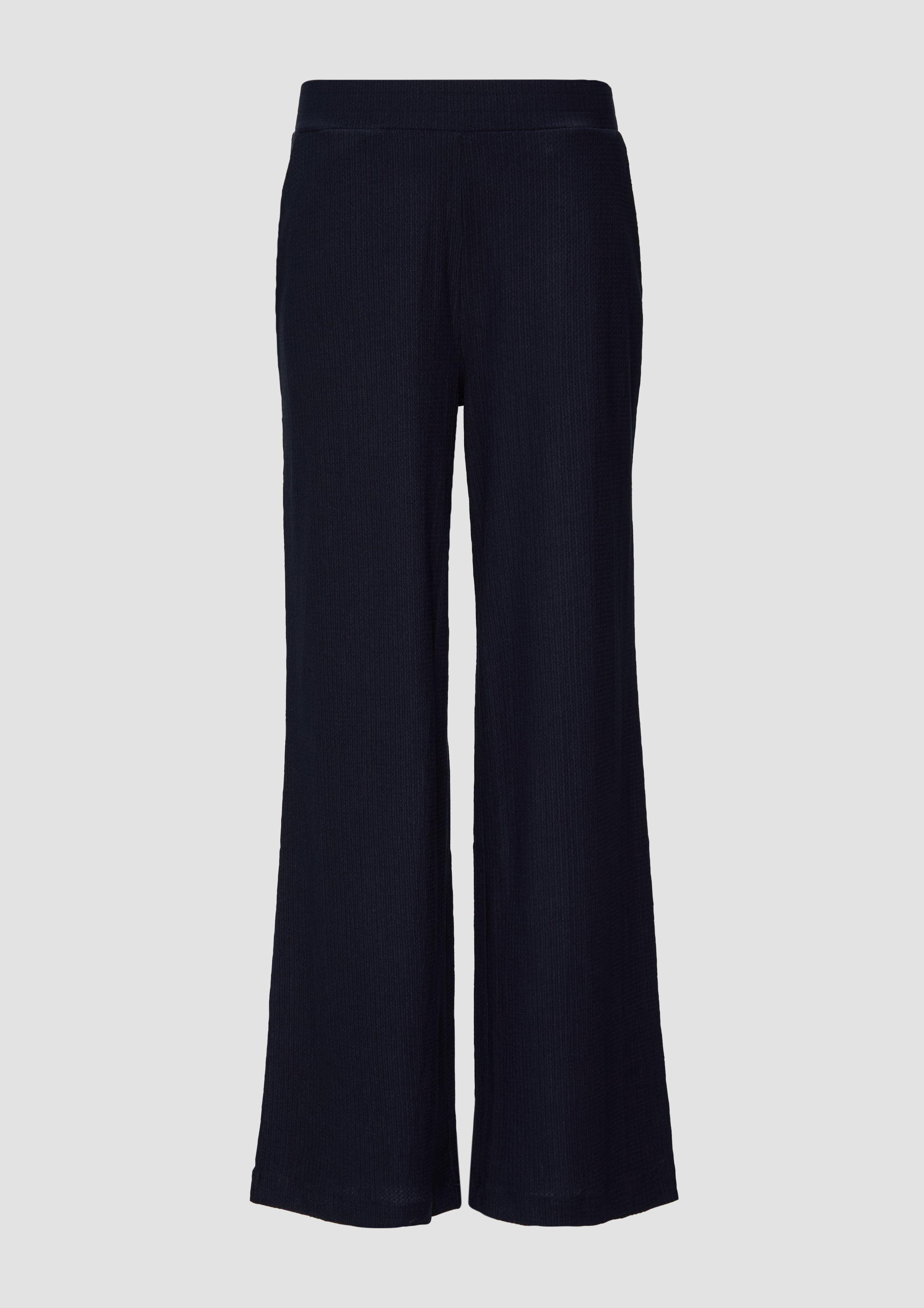 s.Oliver - Hose mit Wide Leg aus strukturiertem Jersey, Damen, blau