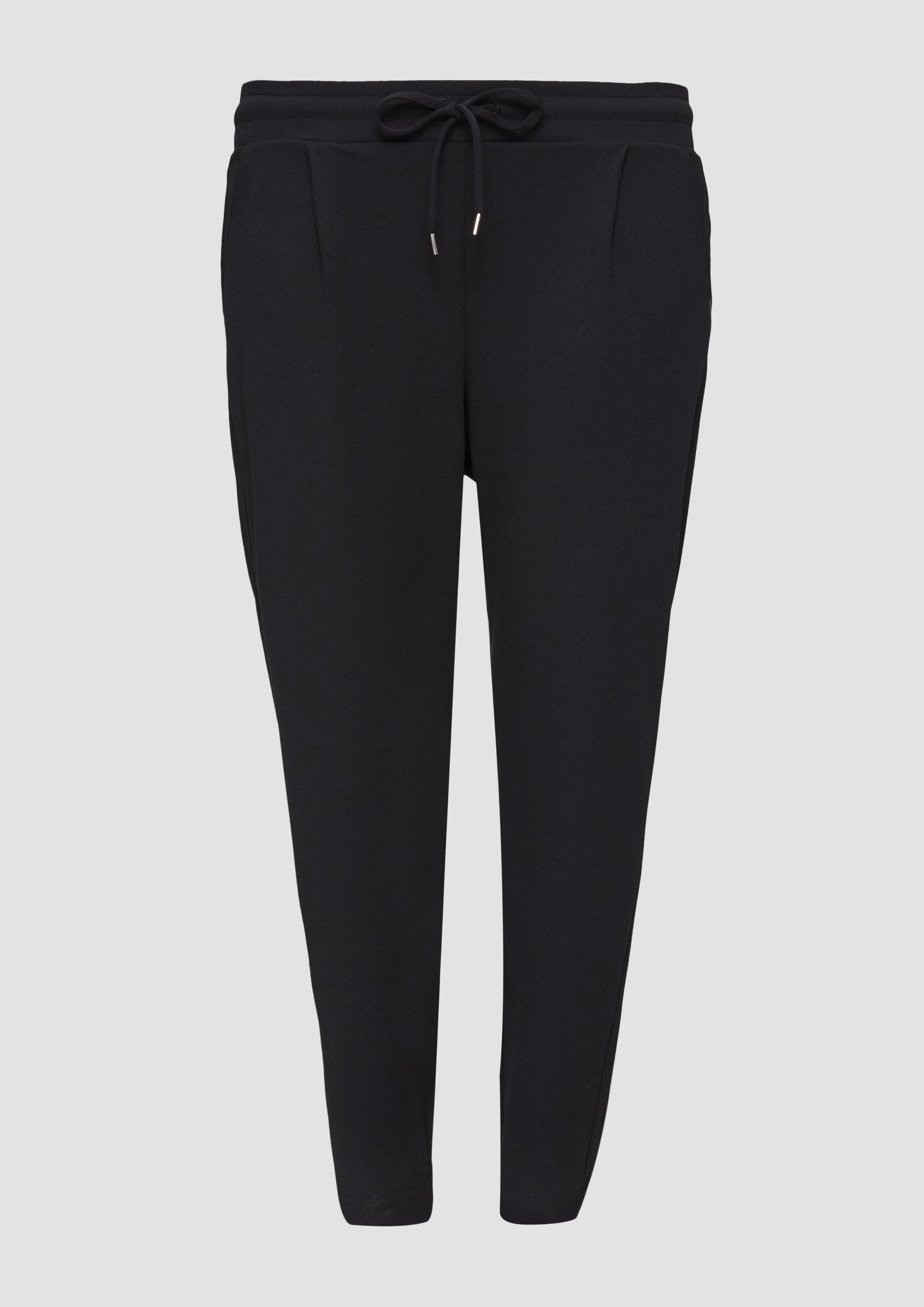 QS - Jogpants aus Interlock-Crêpe, Damen, schwarz