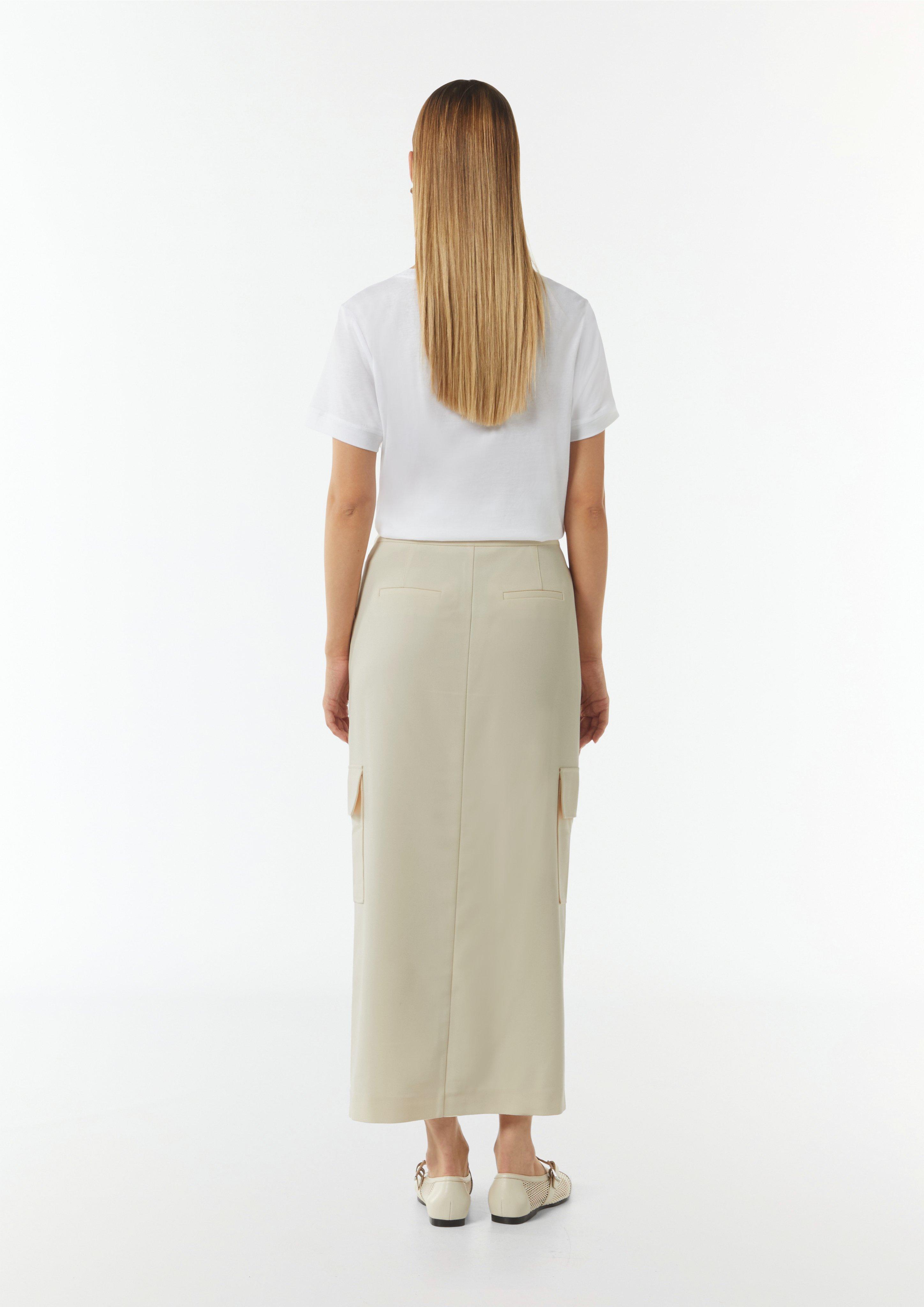 Long cargo skirt with a slit - Beige | SCAYLE