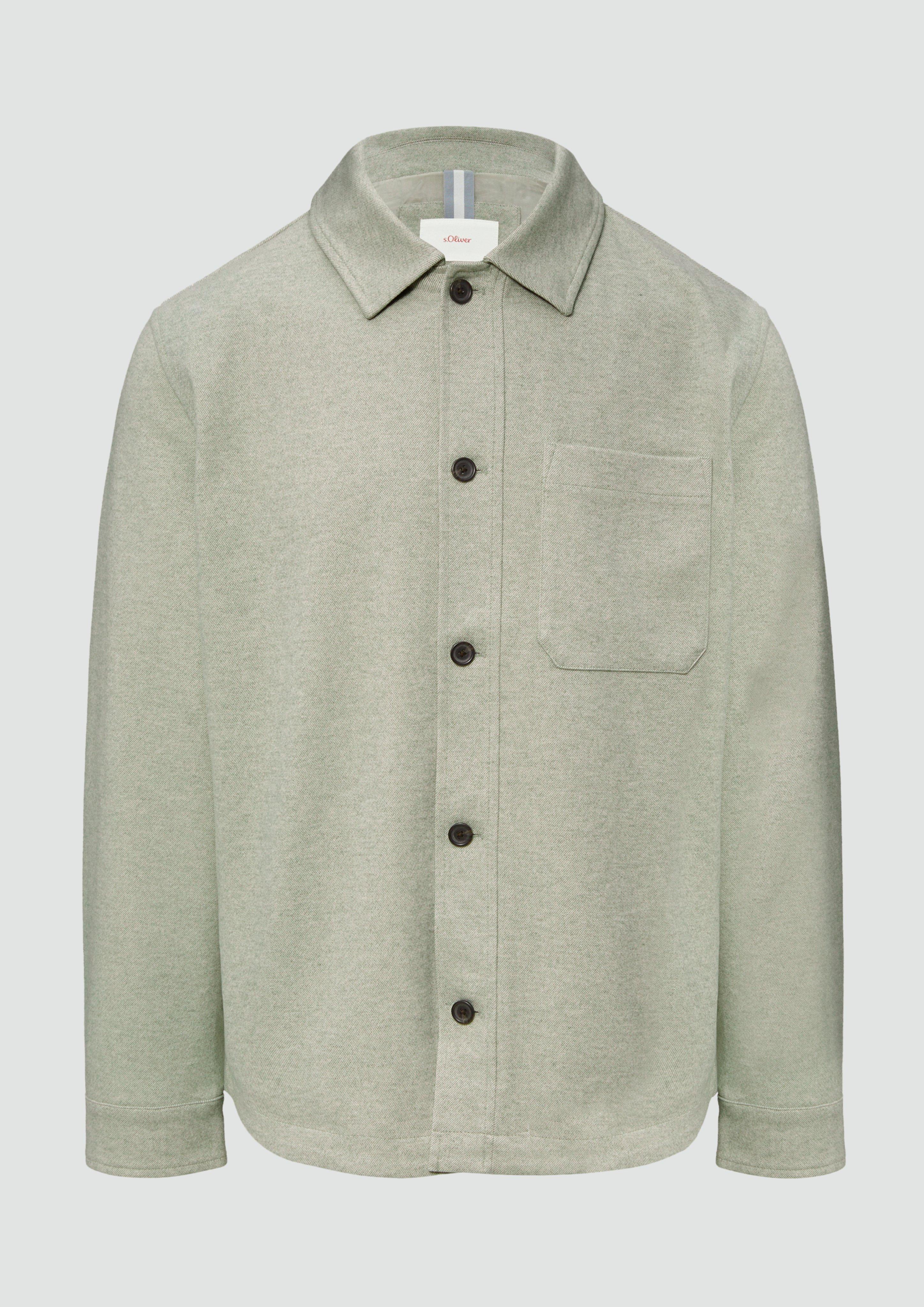 Thumbnail - s.Oliver - Gefüttertes Overshirt in Wolloptik mit Eingrifftaschen, Herren, Beige