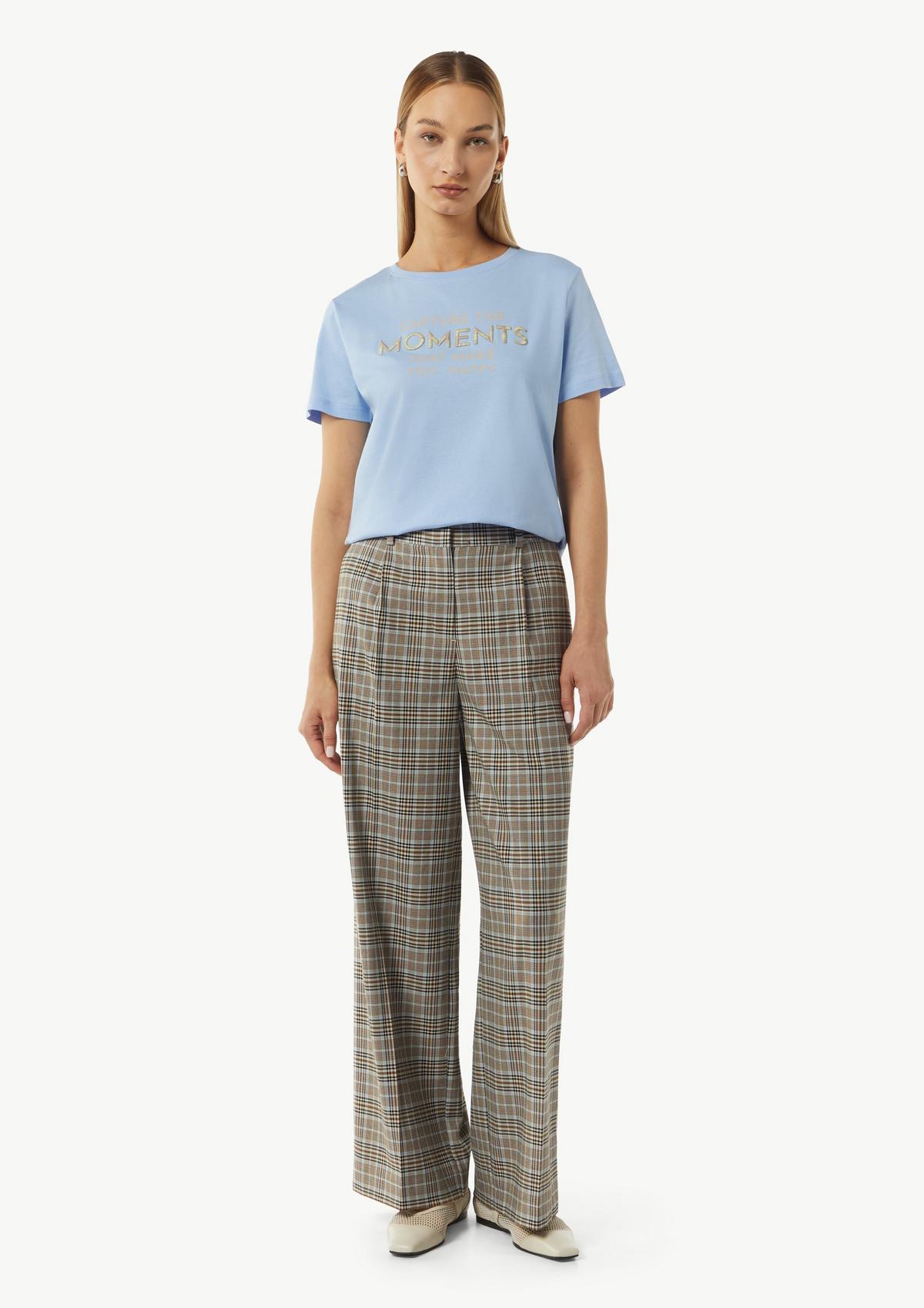 Check trousers with a wide leg - light beige | Comma