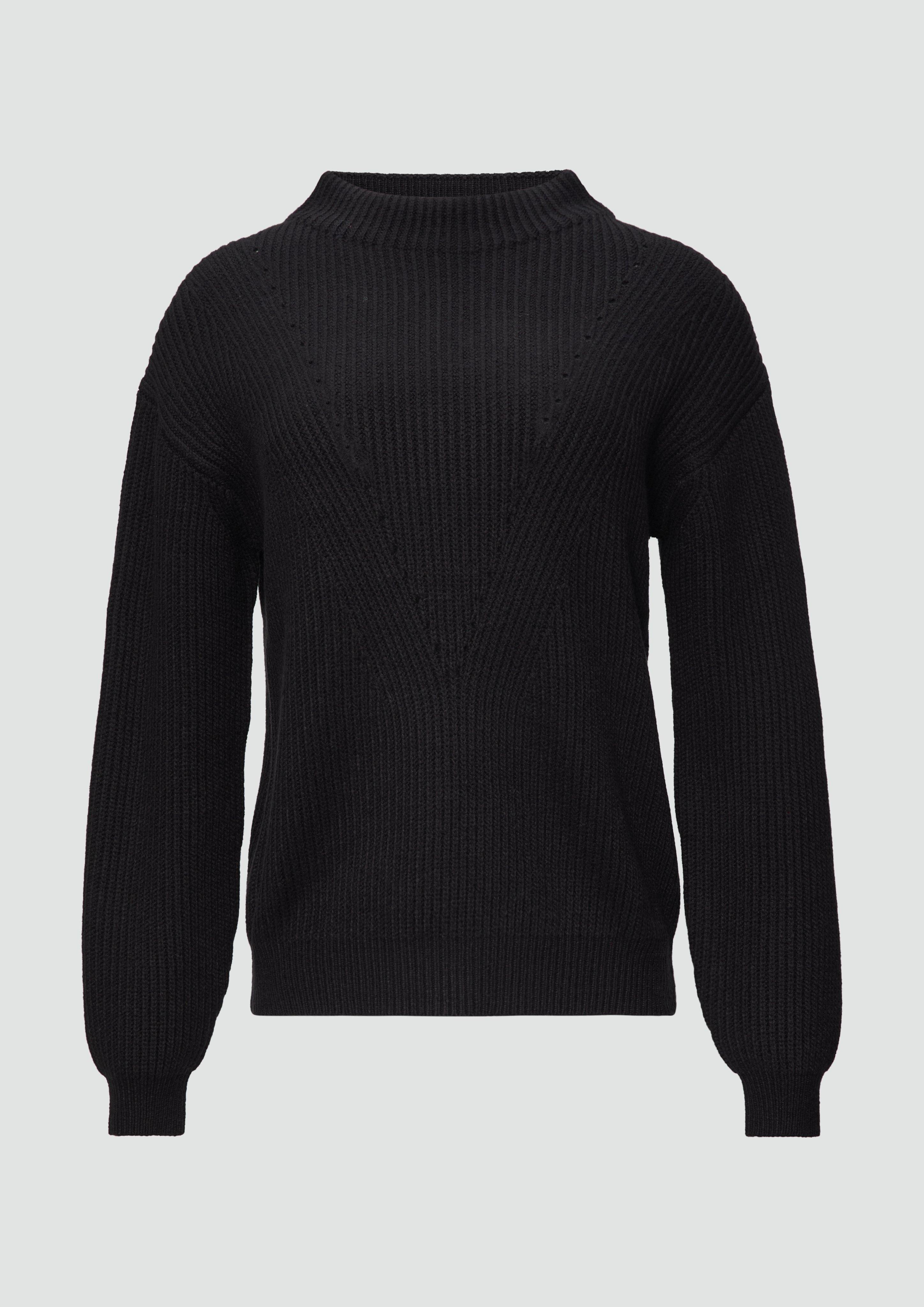 s.Oliver - Oversized-Strickpullover mit Ajour-Detail, Damen, schwarz