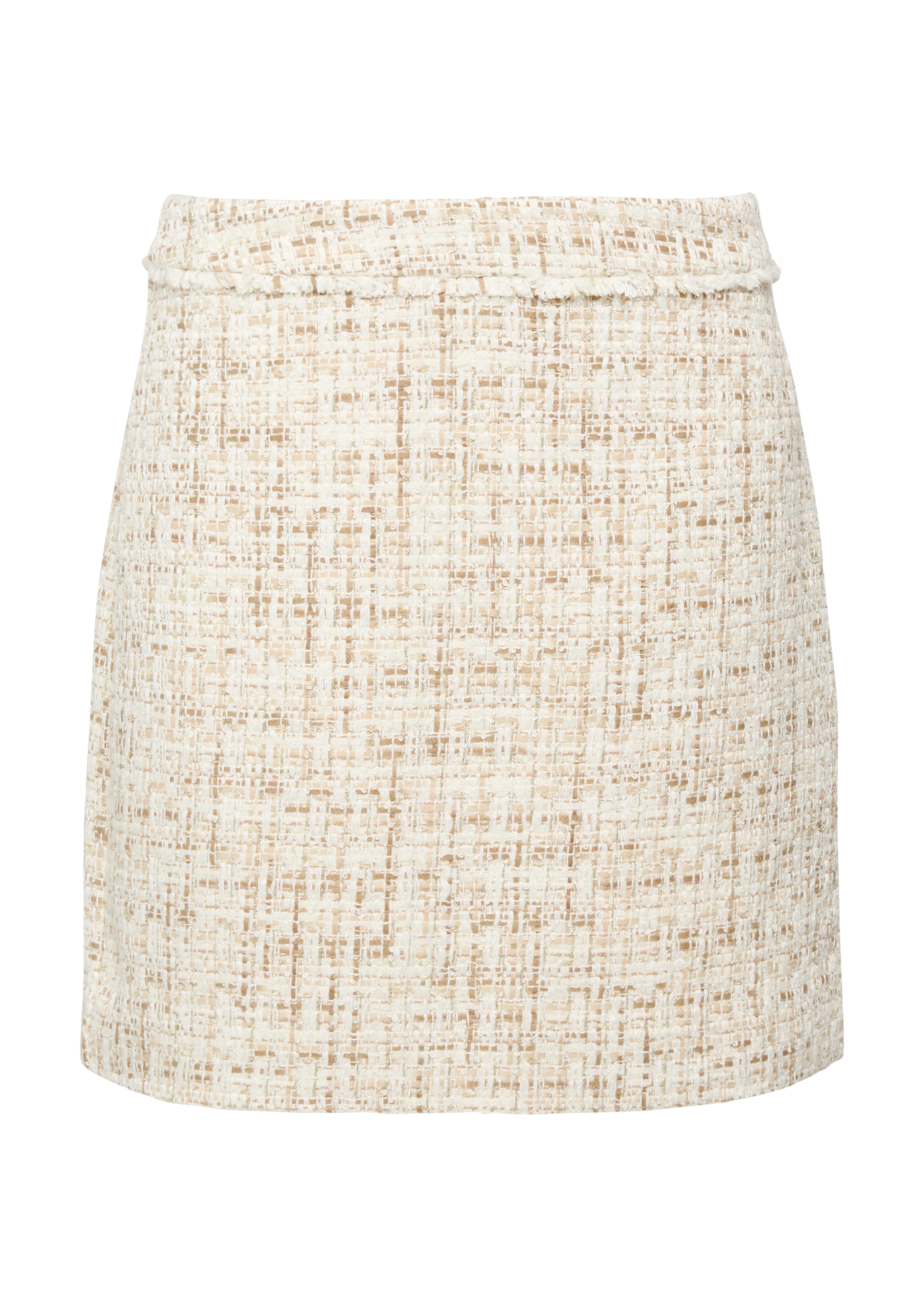 Short bouclé skirt with sparkly thread - Beige | SCAYLE