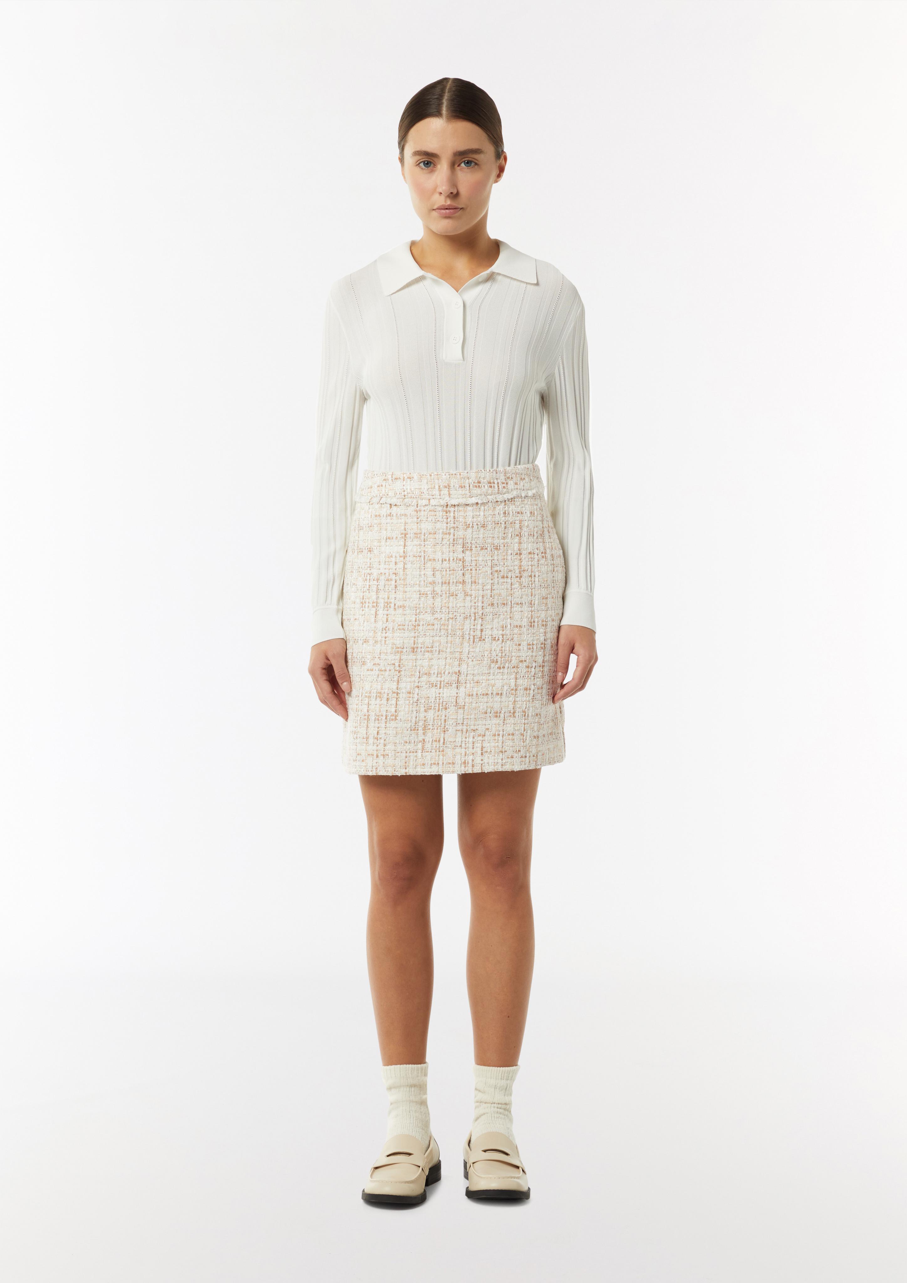 Short bouclé skirt with sparkly thread - light beige | Comma Short bouclé skirt with sparkly thread - light beige | Comma