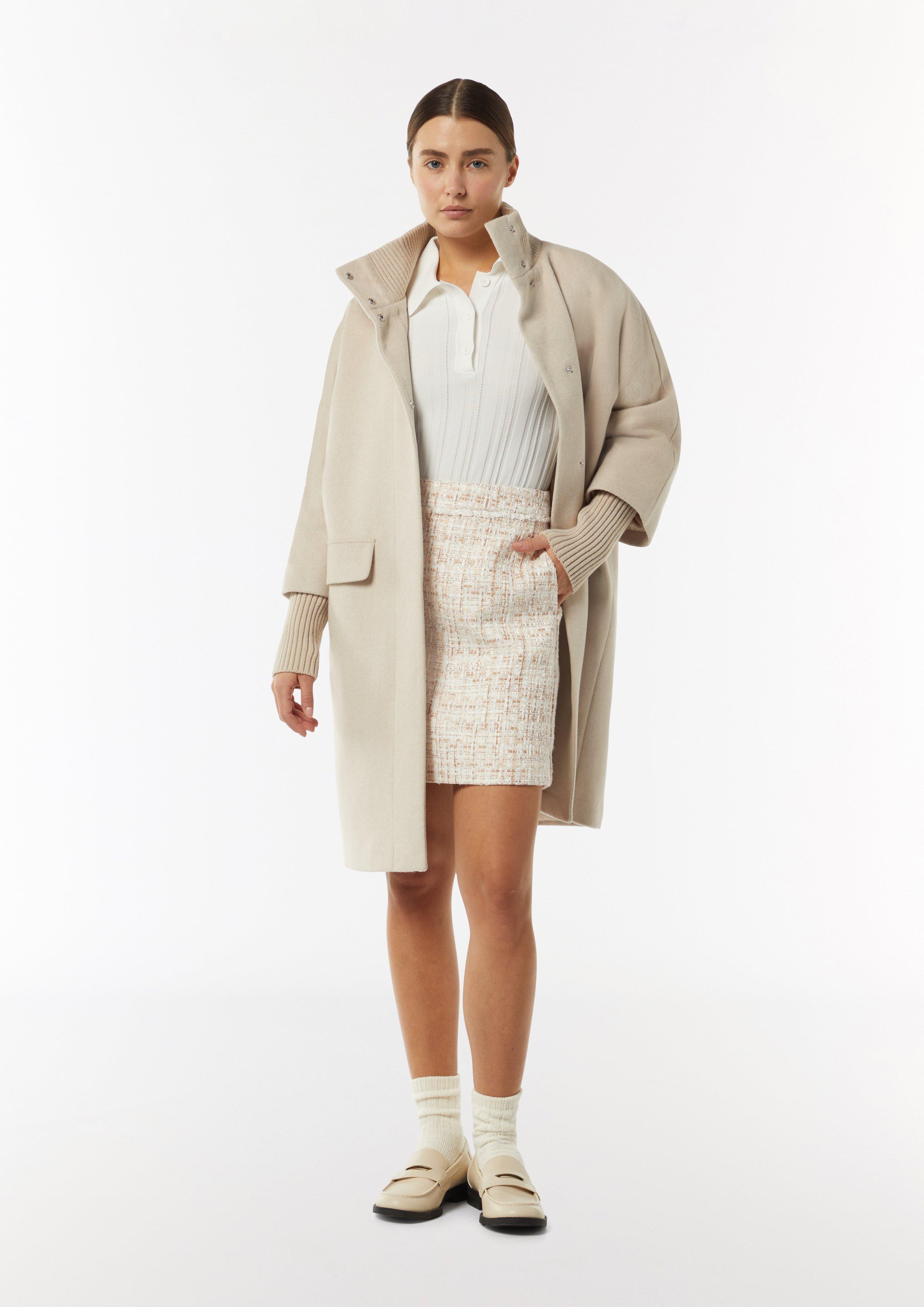 Short bouclé skirt with sparkly thread - light beige | Comma Short bouclé skirt with sparkly thread - light beige | Comma