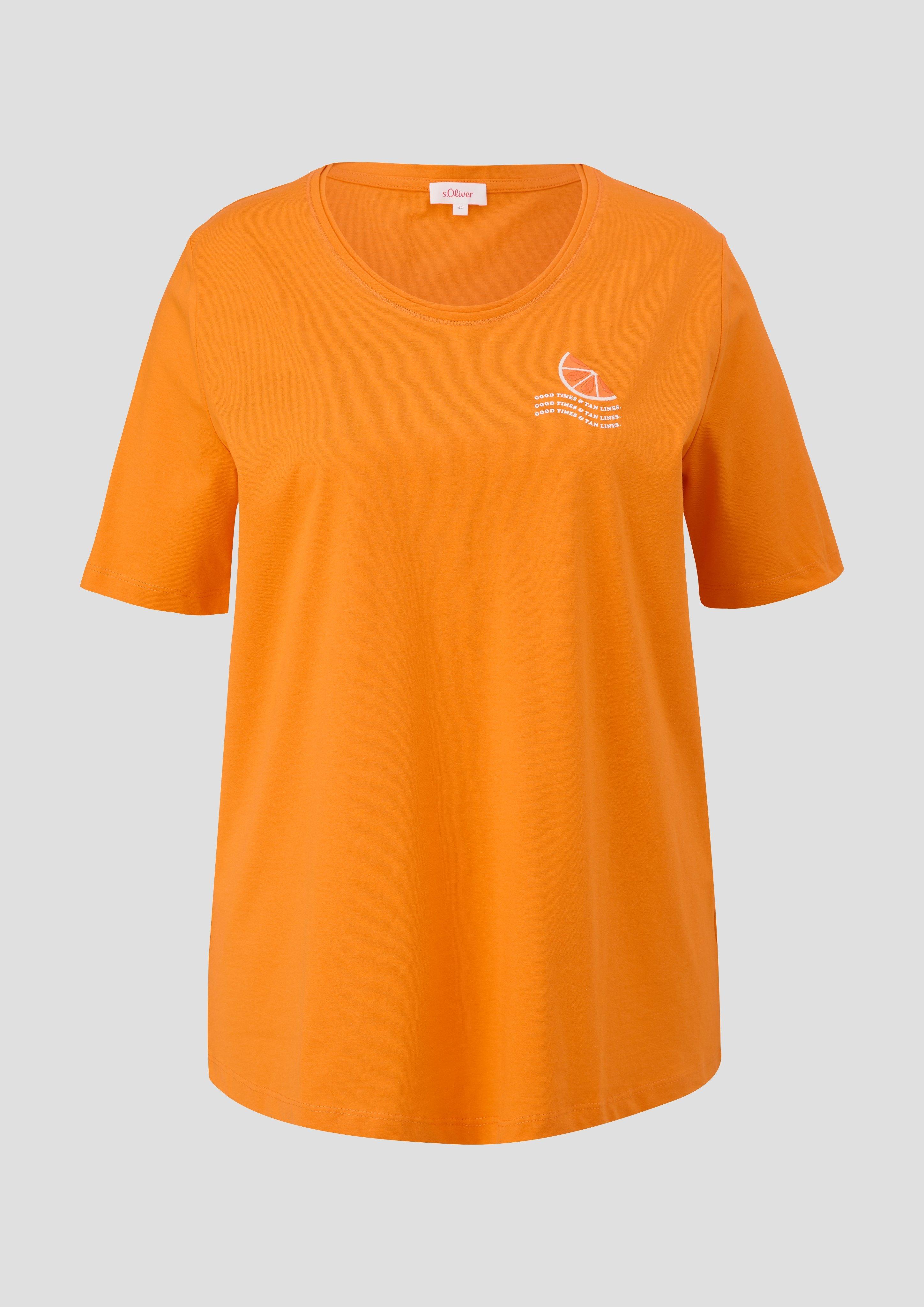 s.Oliver - Jerseyshirt mit Printdetail, Damen, Orange