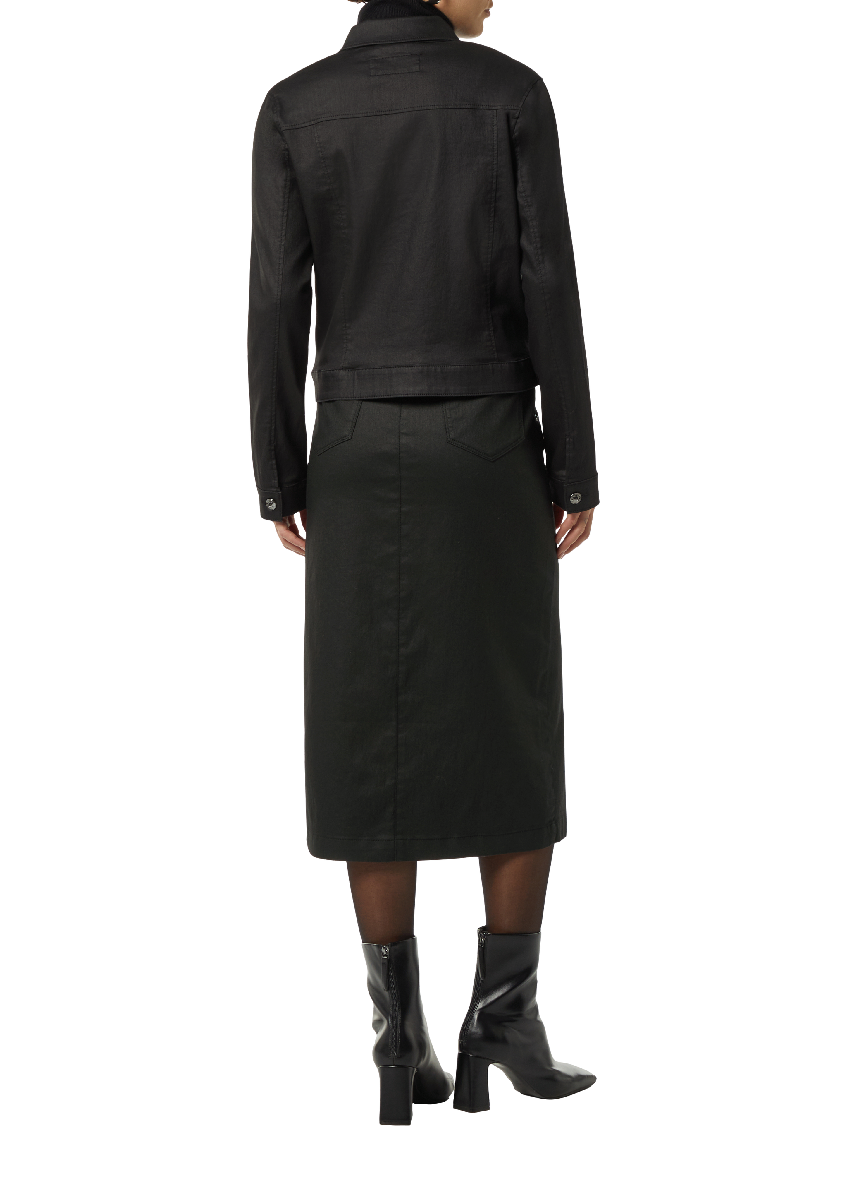 Slim-fitting skirt with topstitched details - Black | SCAYLE