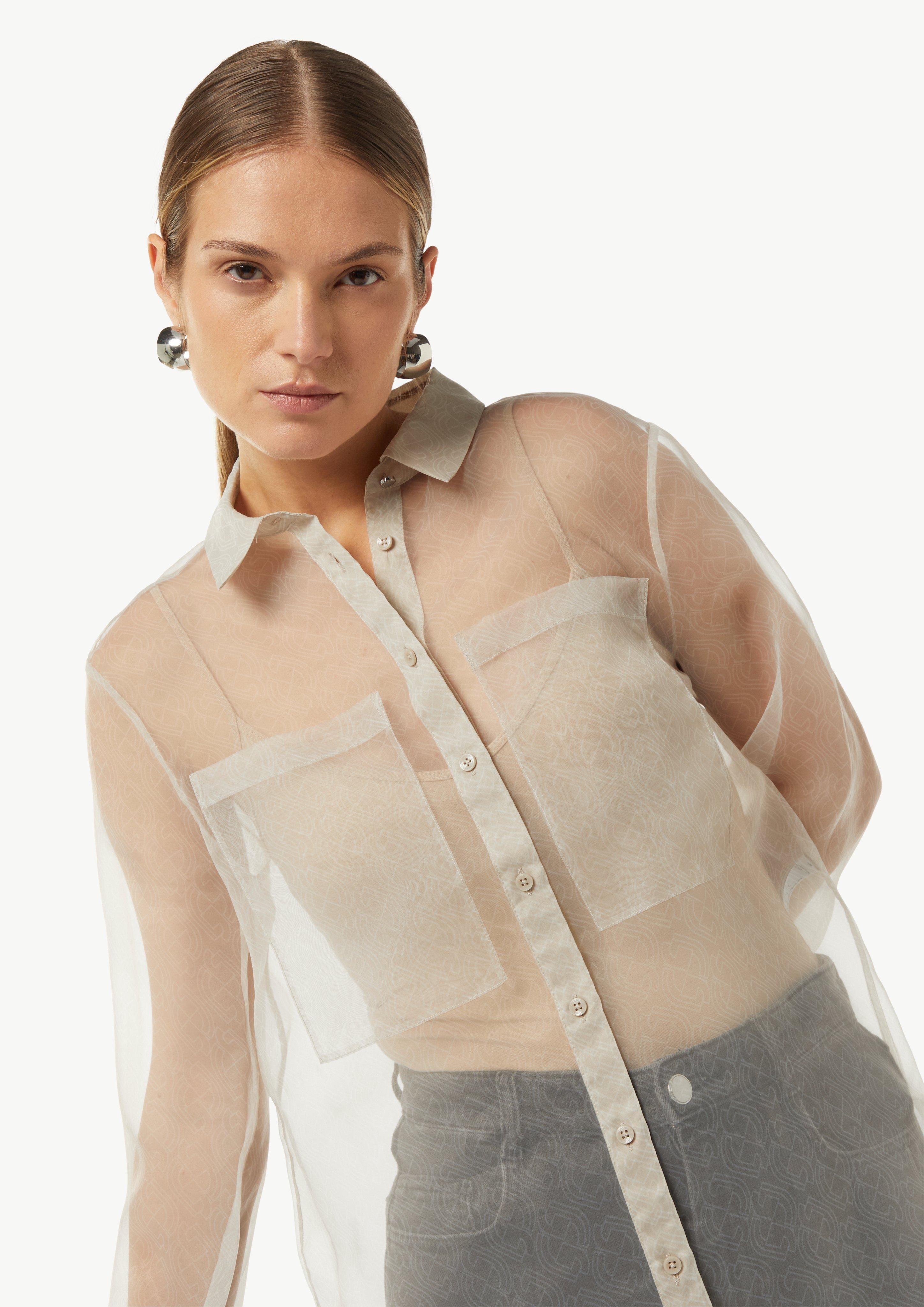 Sheer organza shirt blouse - light beige | Comma Sheer organza shirt blouse - light beige | Comma