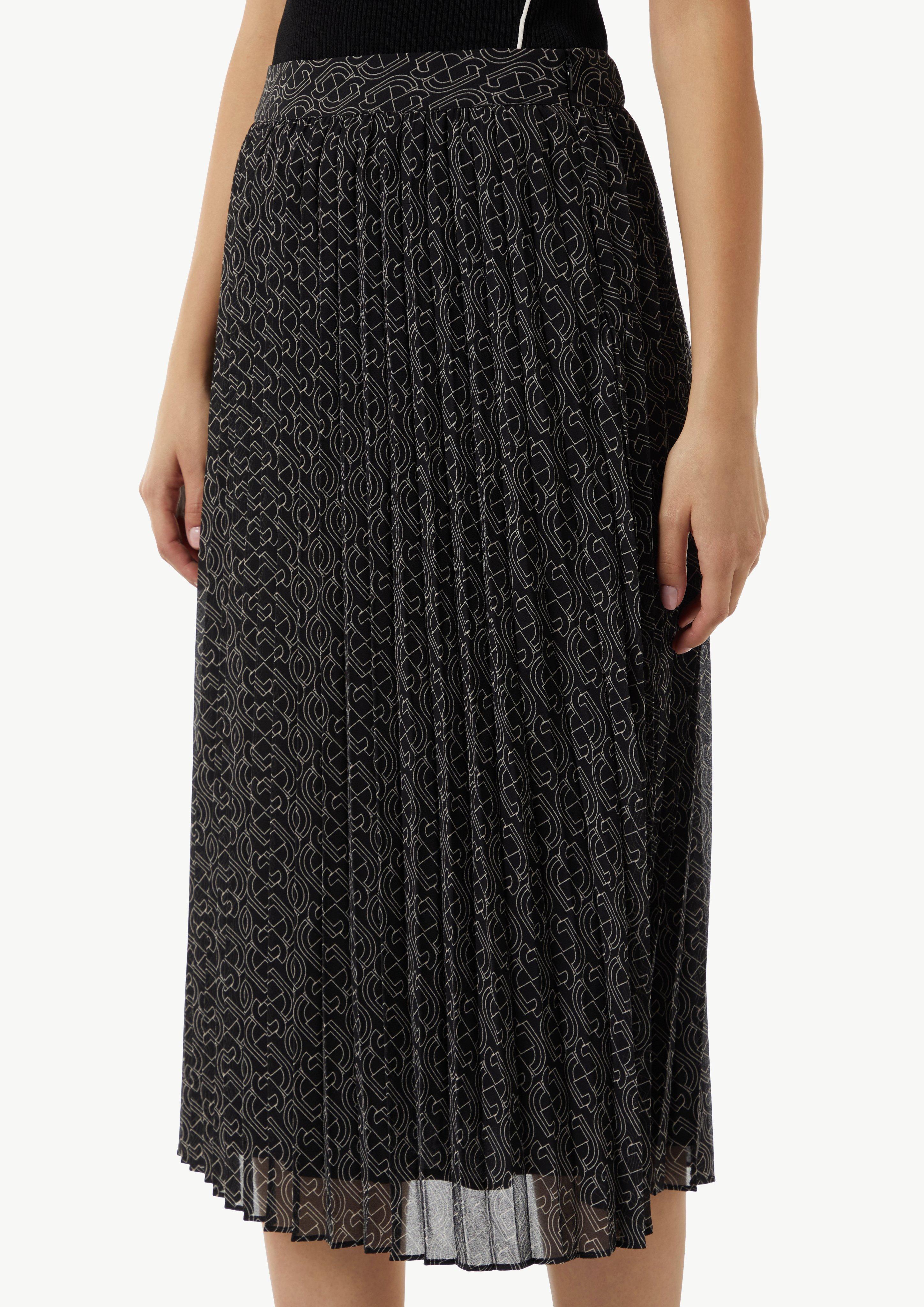 Pleated skirt with a geometric pattern - black | Comma Pleated skirt with a geometric pattern - black | Comma