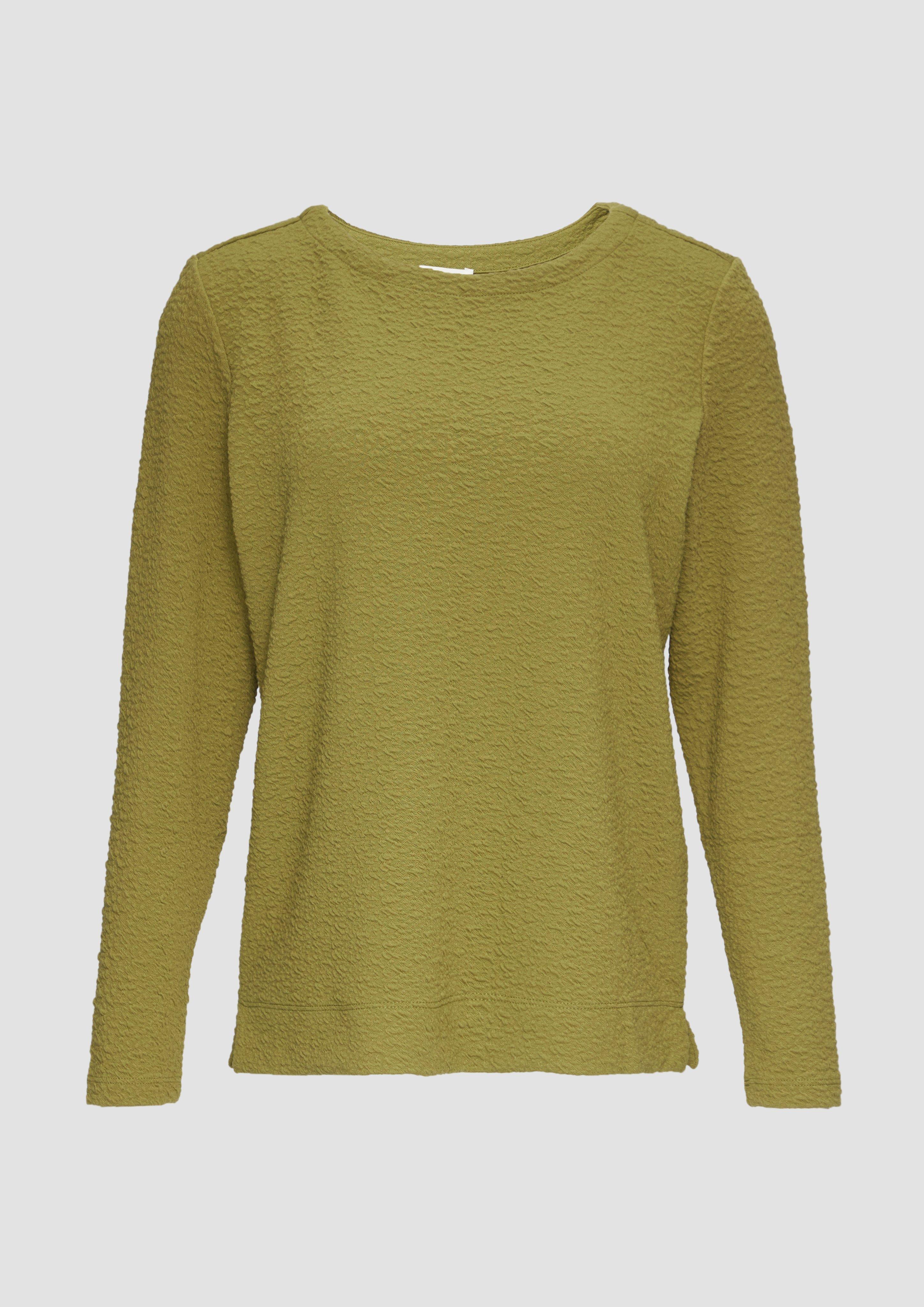 s.Oliver - Strukturiertes Sweatshirt mit Rundhalsausschnitt, Damen, Grün