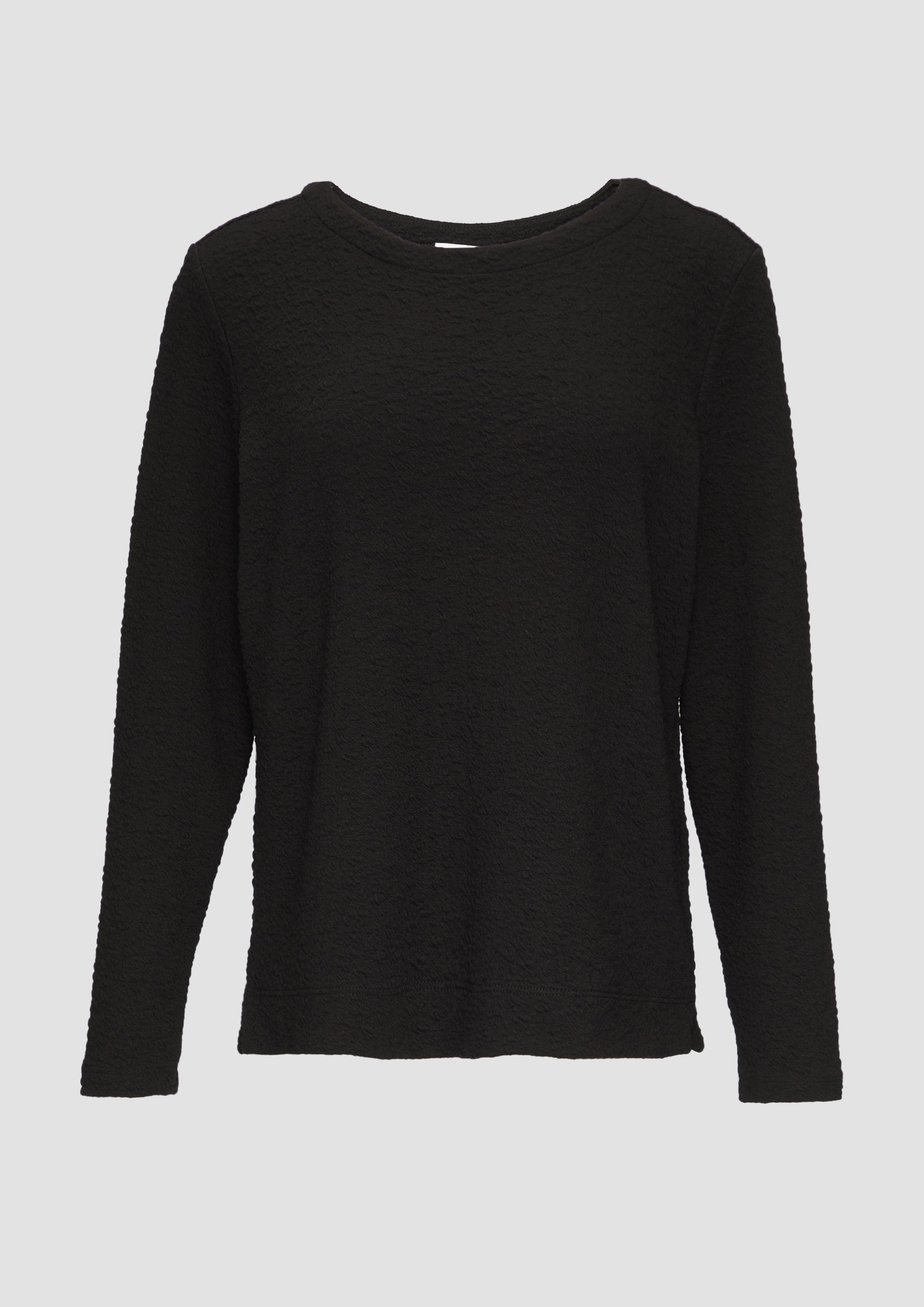 s.Oliver - Strukturiertes Sweatshirt mit Rundhalsausschnitt, Damen, schwarz