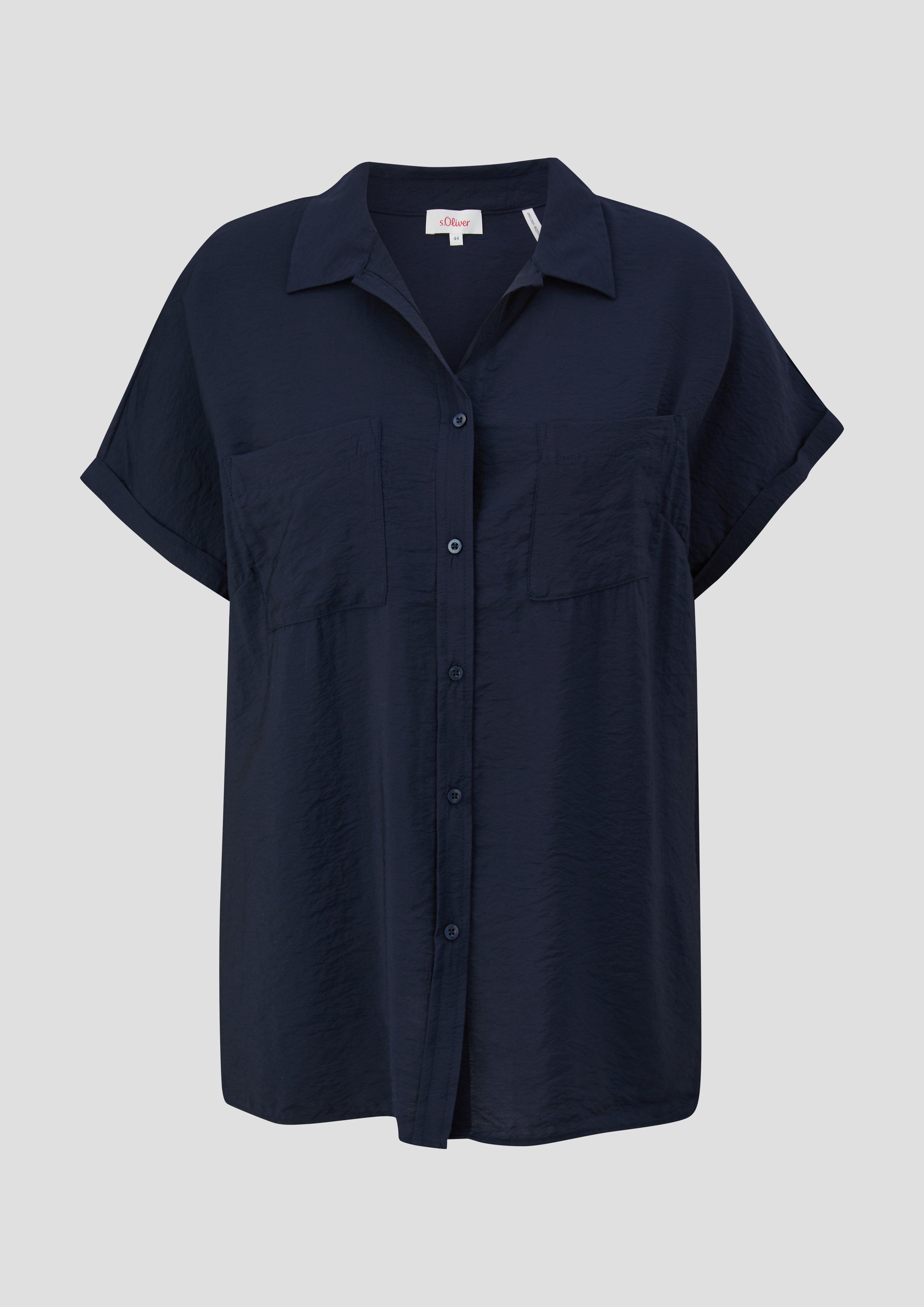 s.Oliver - Relaxed Fit-Bluse aus Viskosemix mit Brusttaschen, Damen, blau