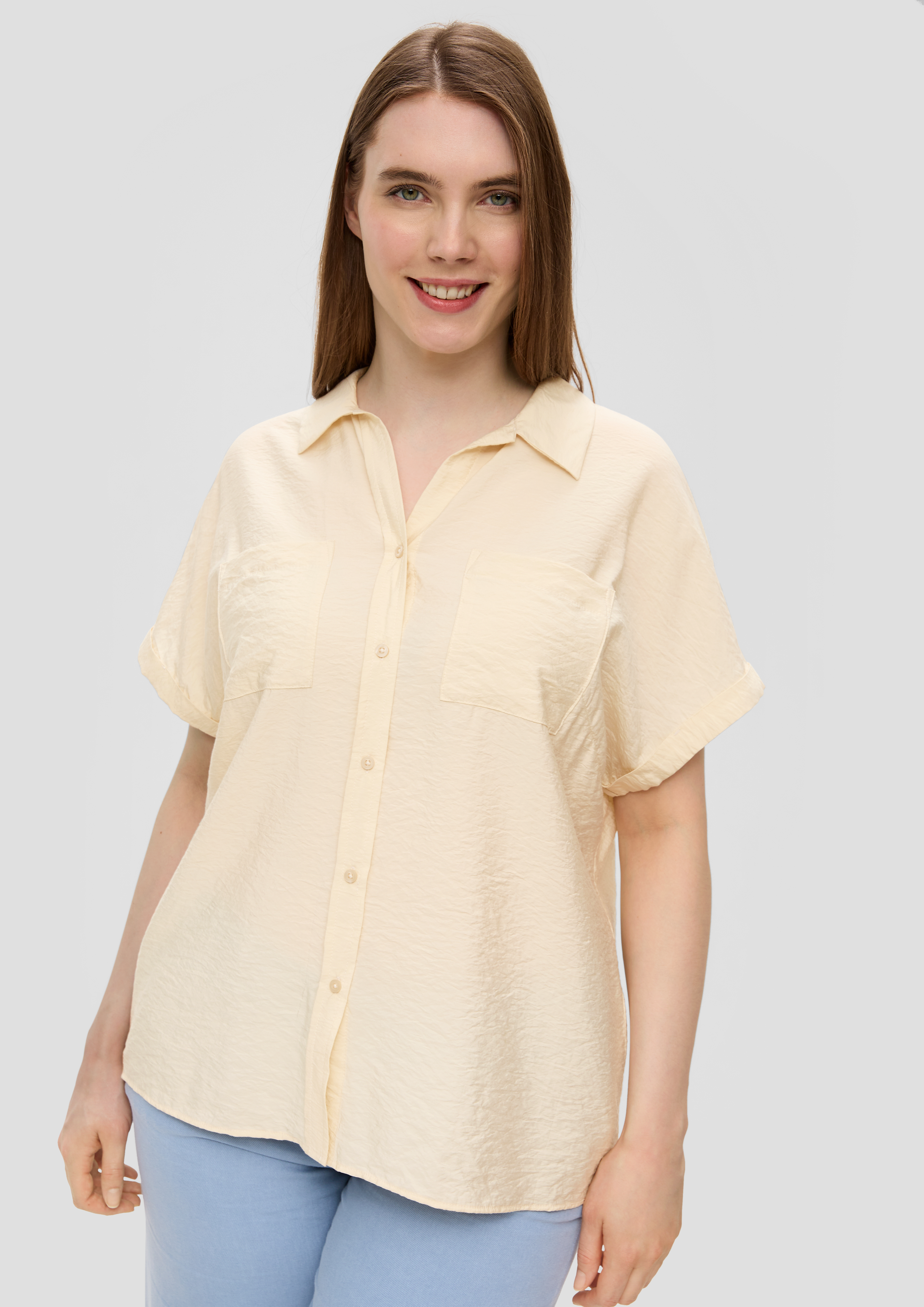 S.Oliver Relaxed Fit-Bluse aus Viskosemix mit Brusttaschen