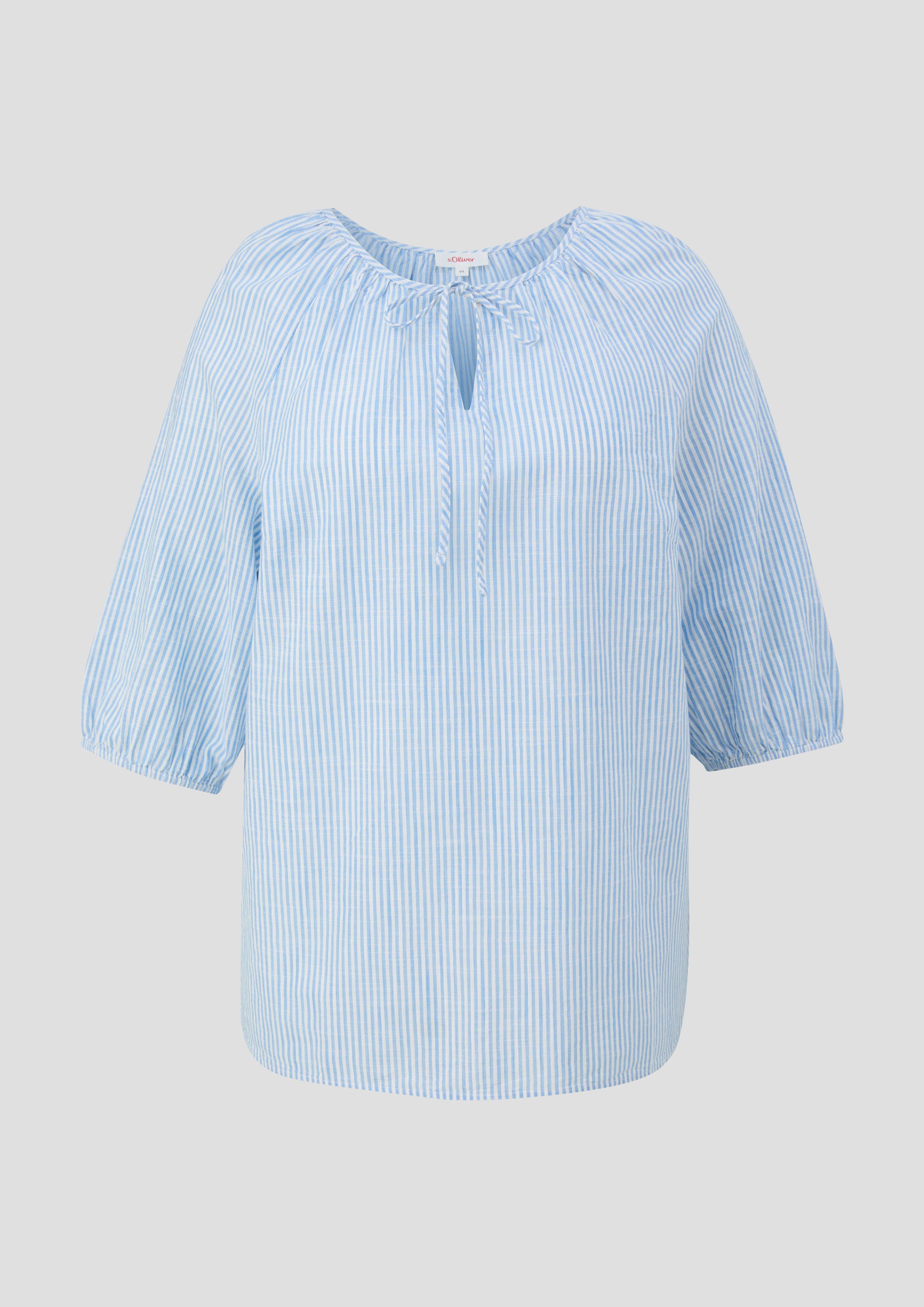 s.Oliver - Fein gestreifte Bluse im Relaxed Fit, Damen, blau