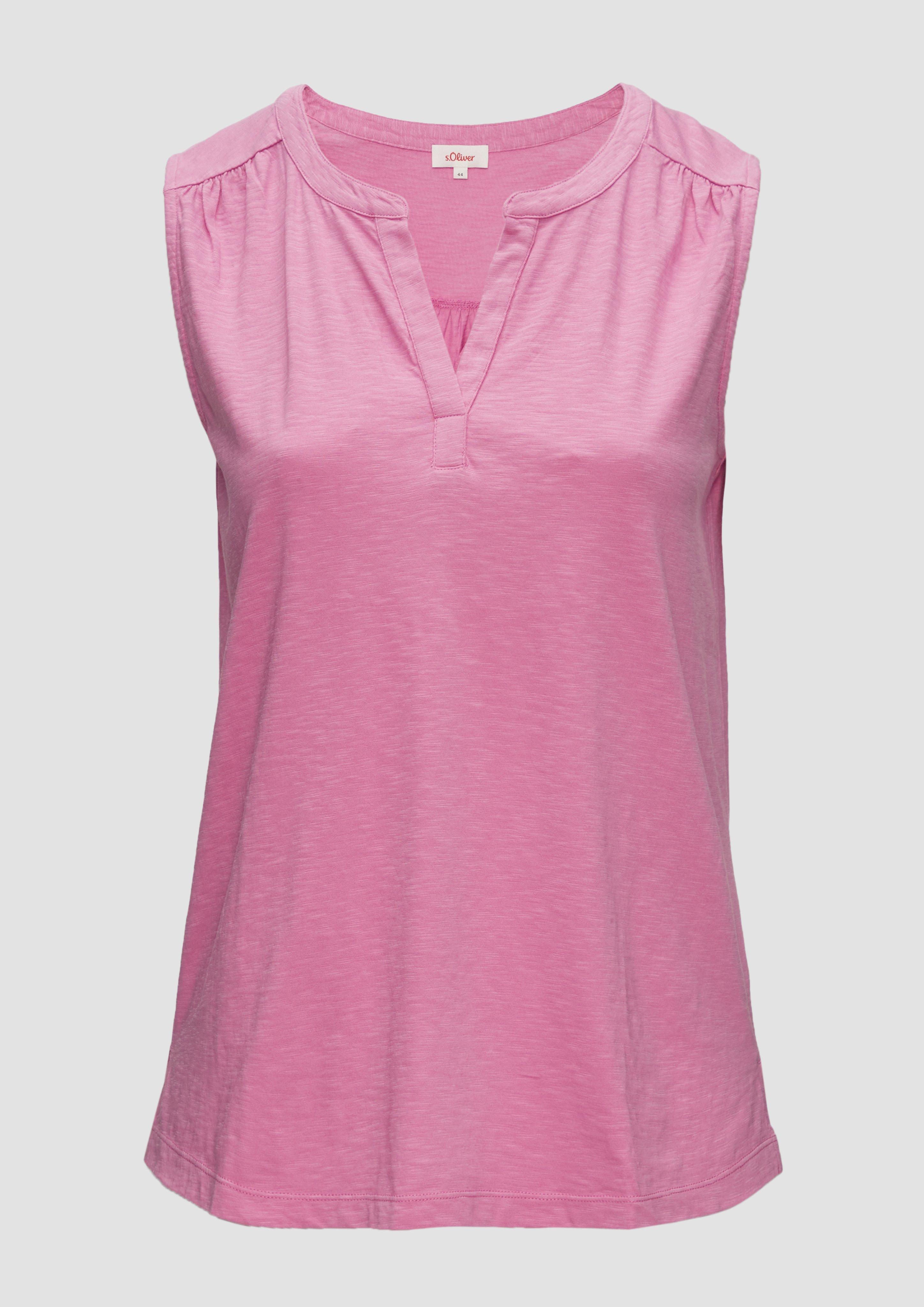 s.Oliver - Ärmelloses Jersey-Shirt mit Raffung, Damen, Rosa