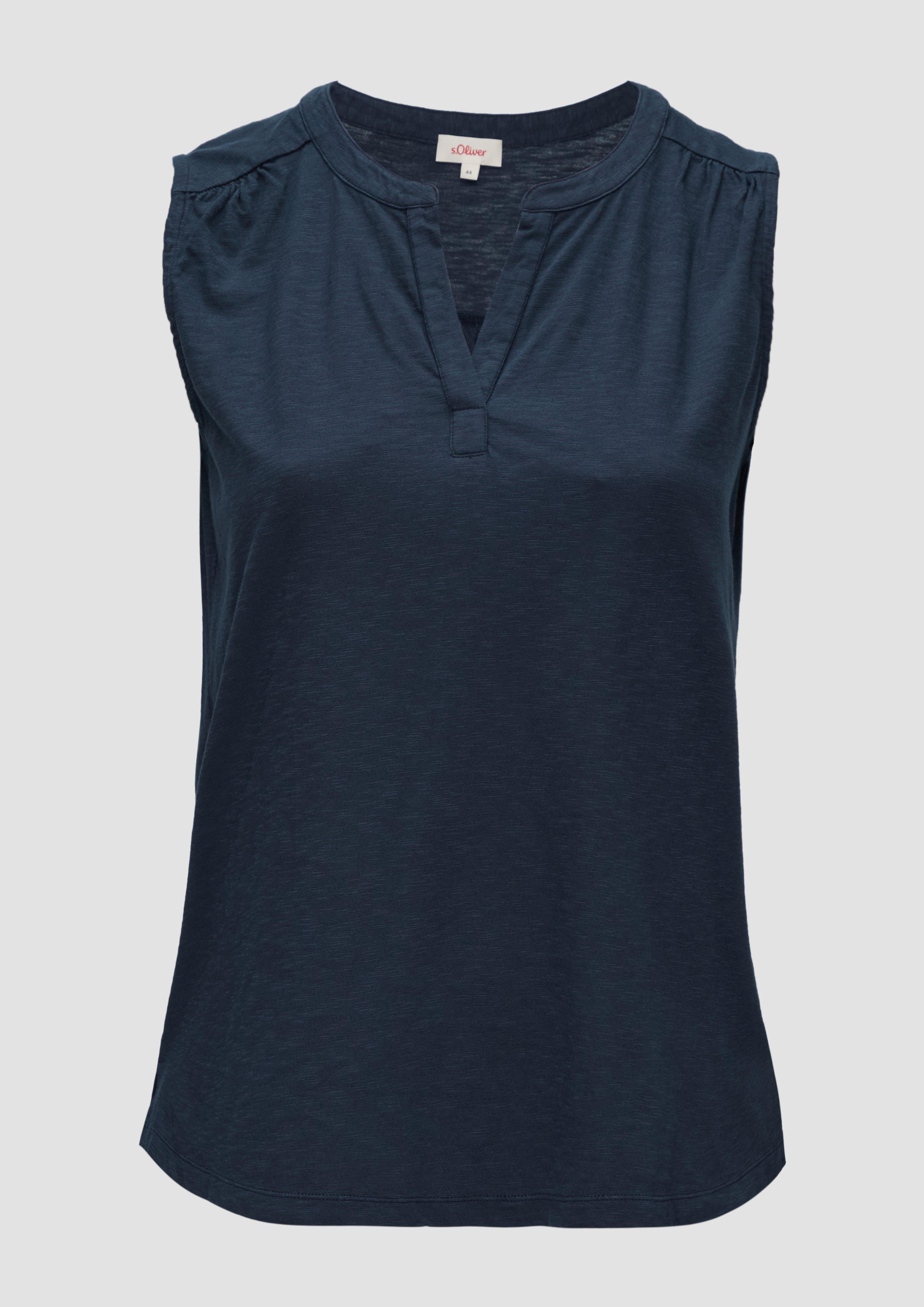 Thumbnail - s.Oliver - Ärmelloses Jersey-Shirt mit Raffung, Damen, blau