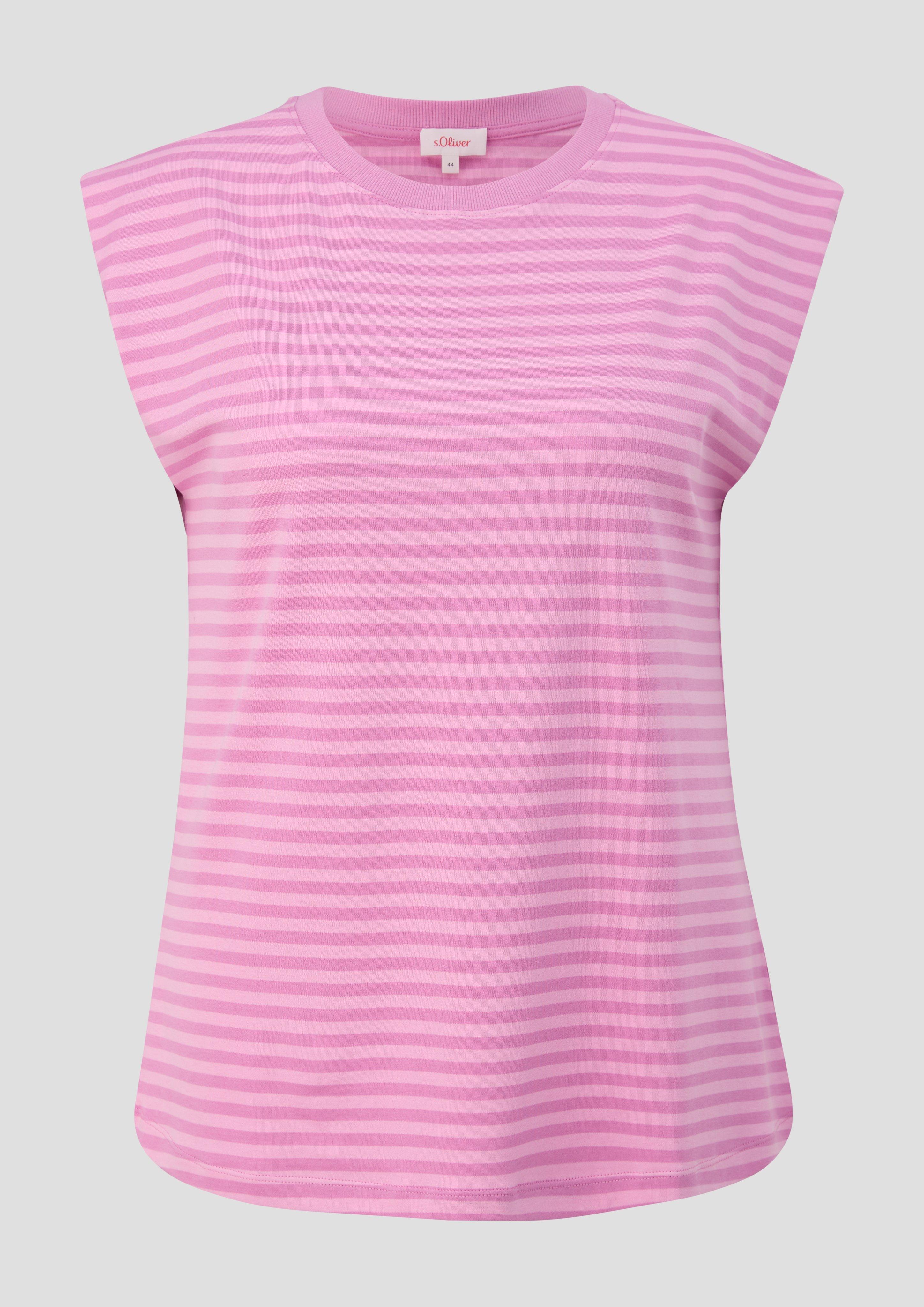 s.Oliver - Gestreiftes Shirt im Relaxed Fit aus Interlock-Jersey, Damen, Rosa