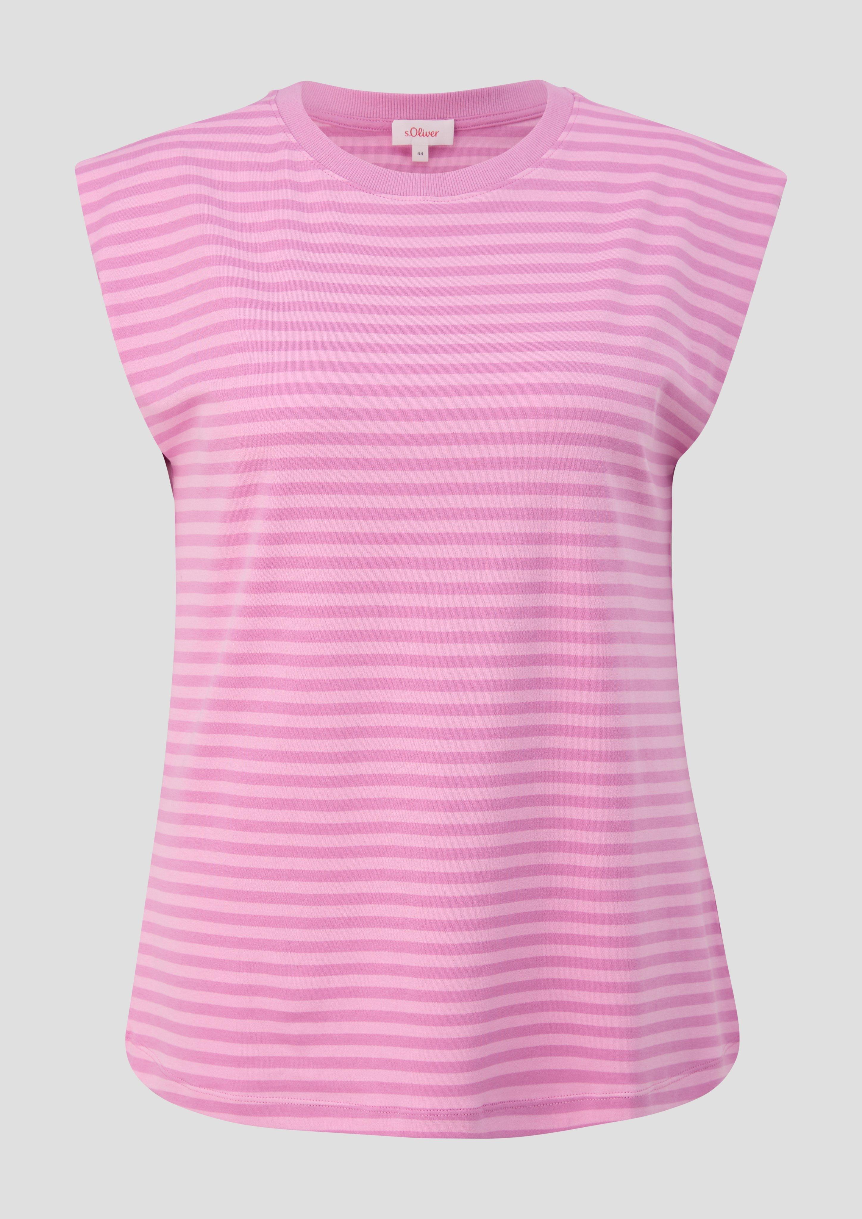 Thumbnail - s.Oliver - Gestreiftes Shirt im Relaxed Fit aus Interlock-Jersey, Damen, Rosa