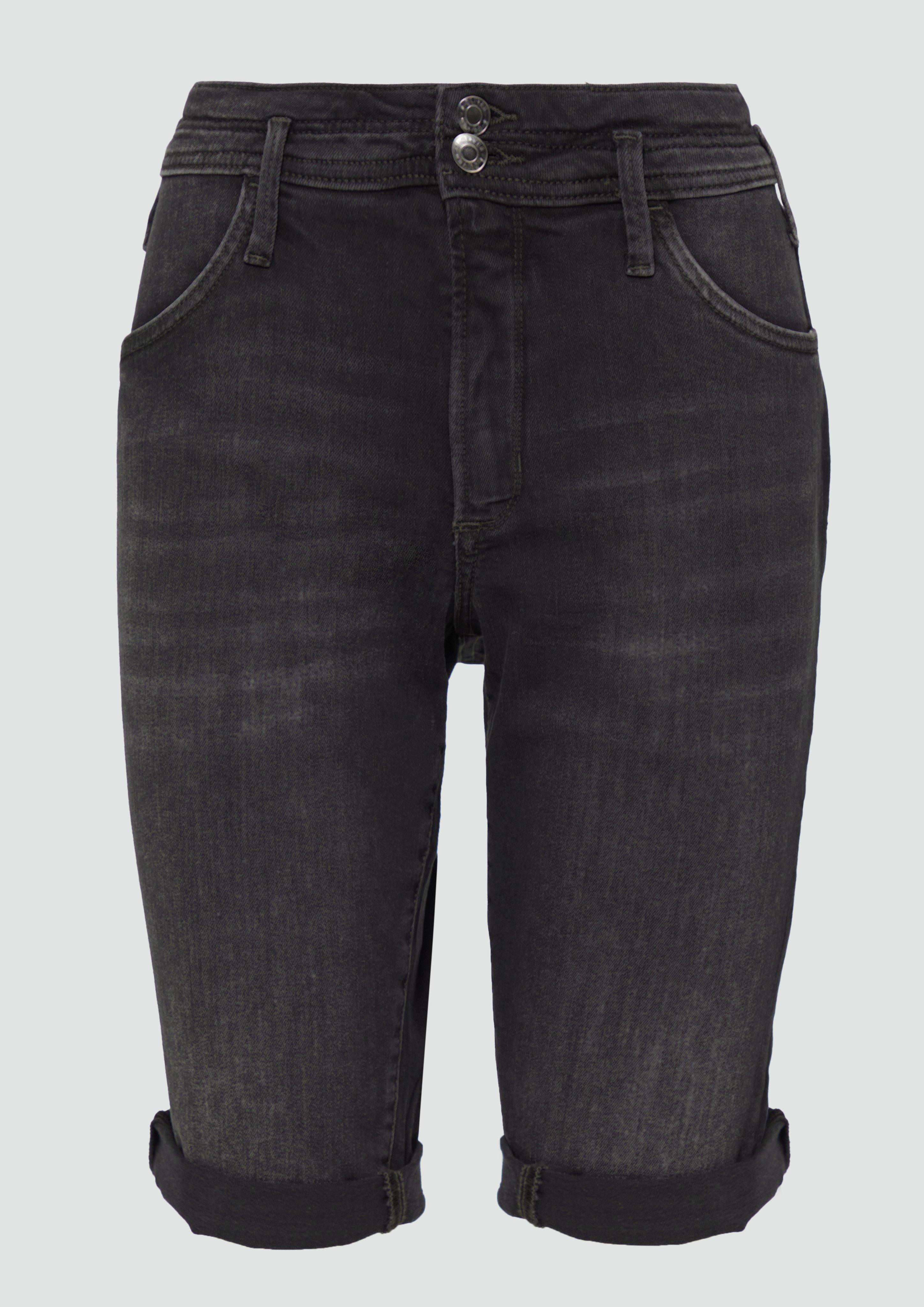 s.Oliver - Bermuda / Slim Leg / Mid Rise / mit Gürtelschlaufen, Damen, grau