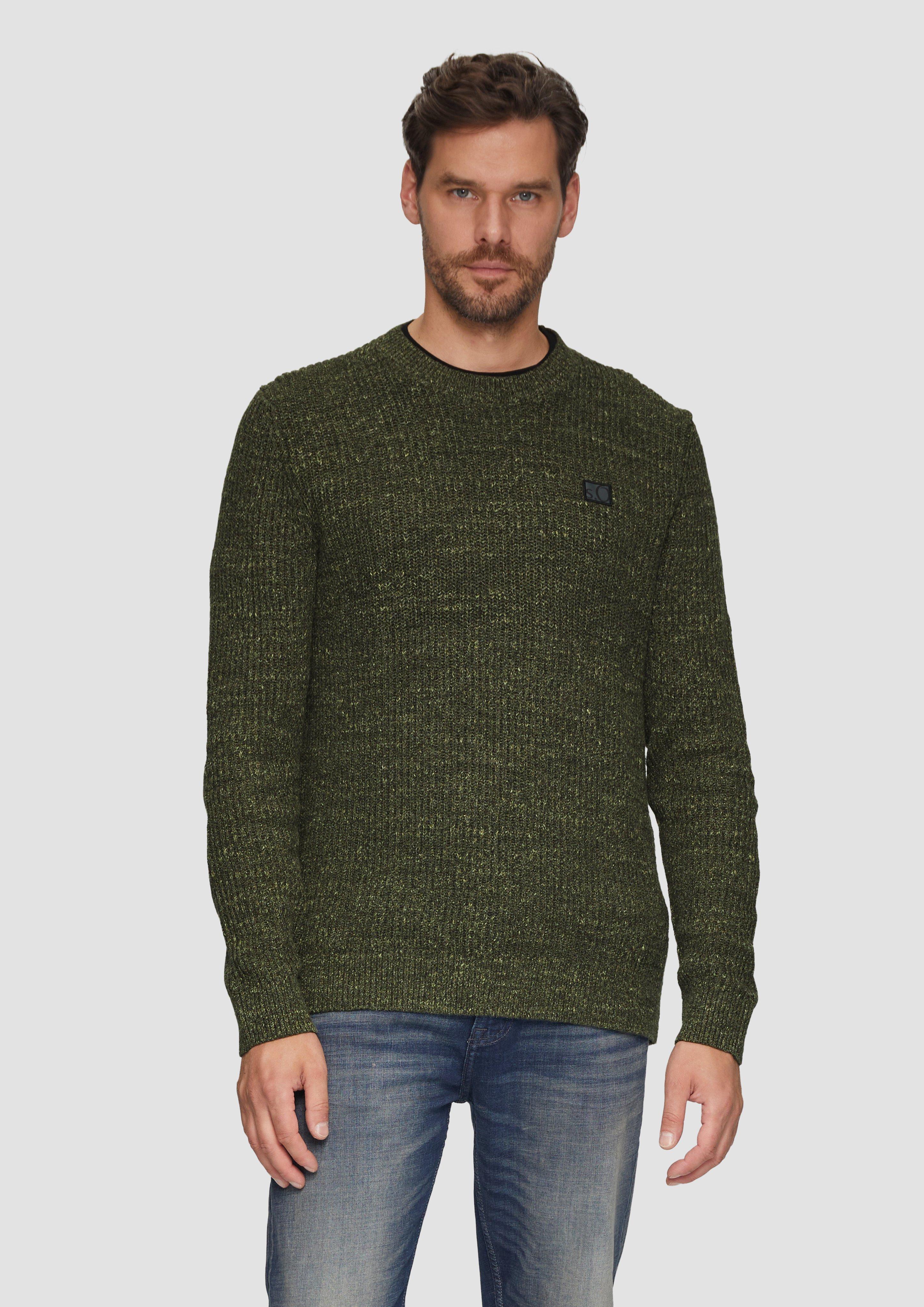 S.Oliver Melierter Pullover mit Patentmuster und Crew Neck