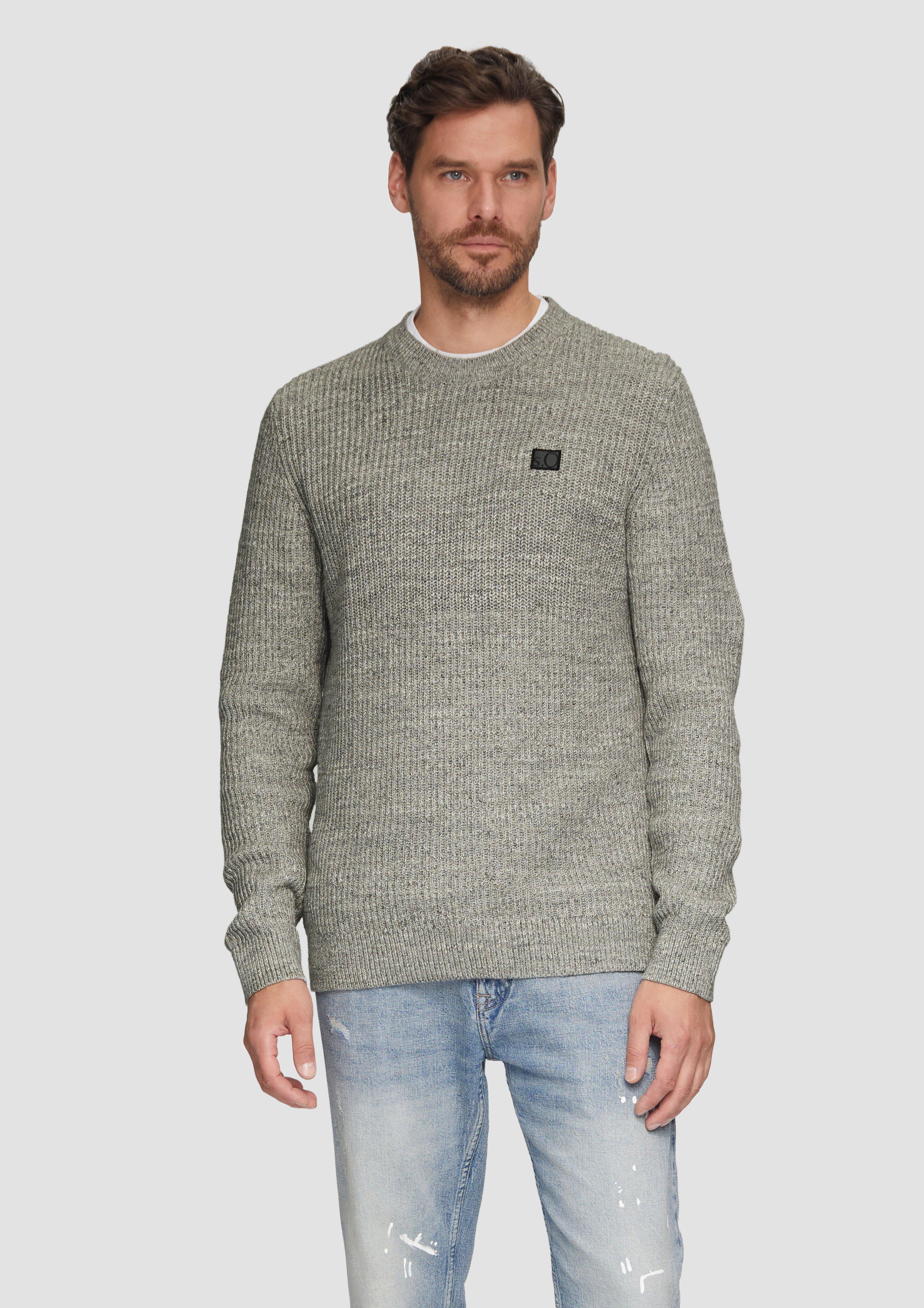 S.Oliver Melierter Pullover mit Patentmuster und Crew Neck