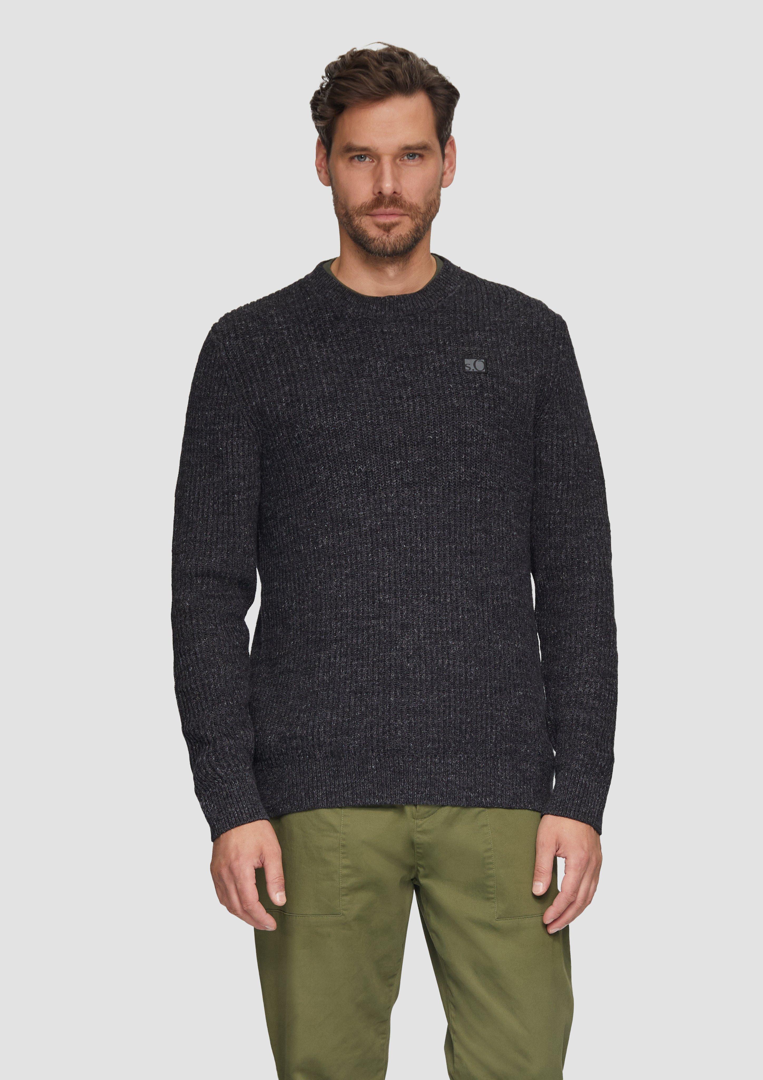 S.Oliver Melierter Pullover mit Patentmuster und Crew Neck