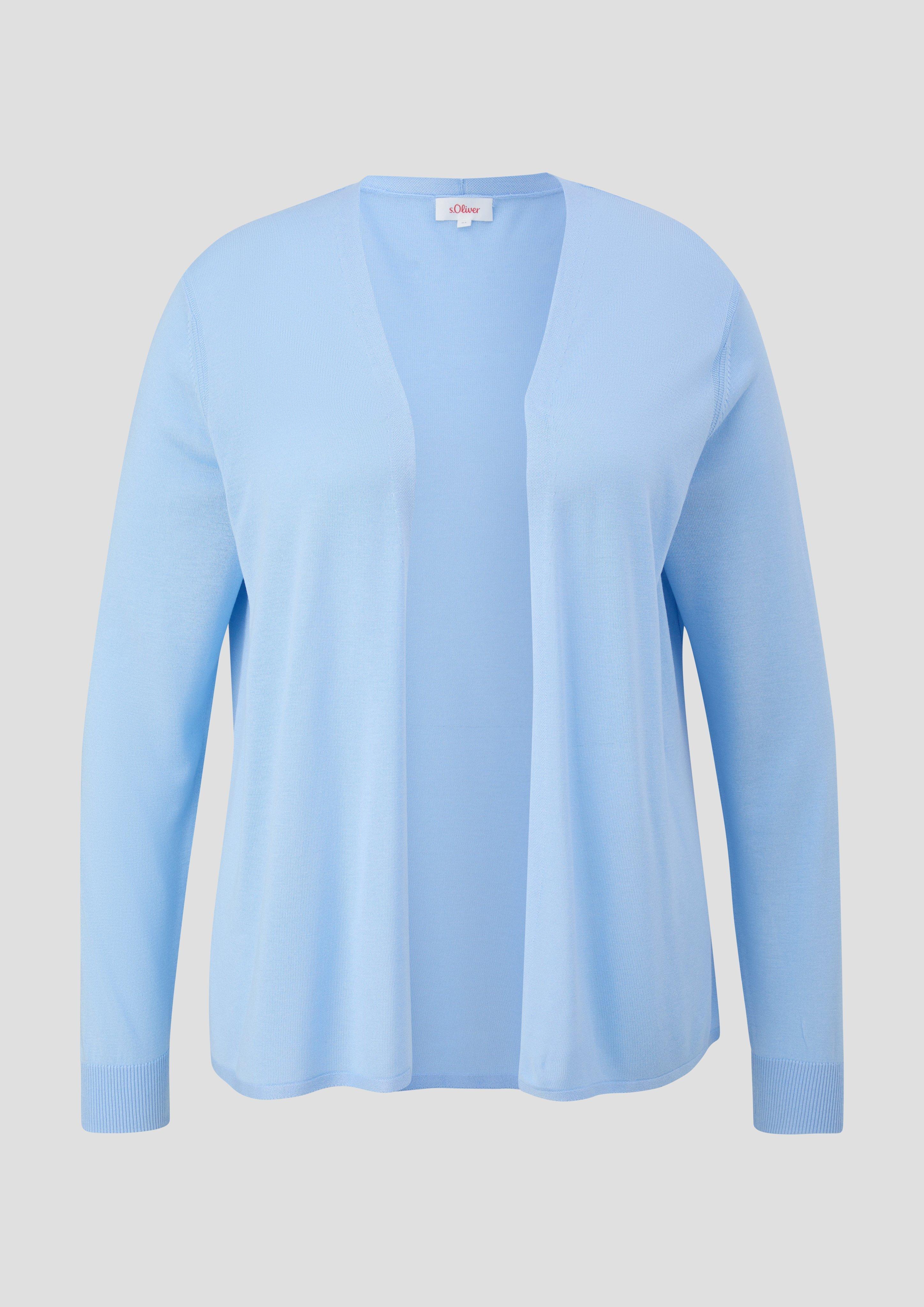 s.Oliver - Strickjacke aus Viskose-Stretch mit Rippbündchen, Damen, blau