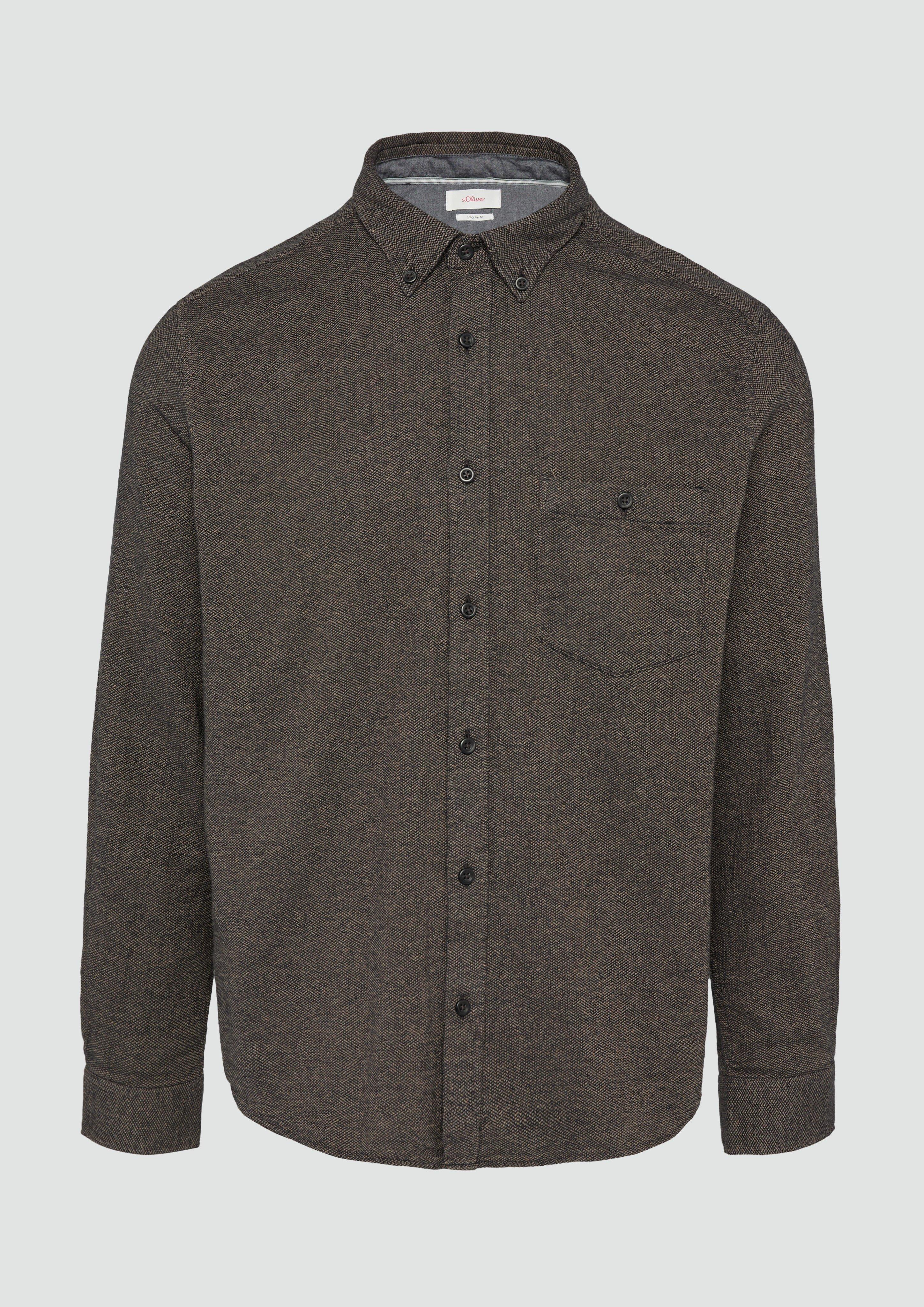 s.Oliver - Regular Fit: Strukturiertes Hemd mit Button-Down-Kragen, Herren, schwarz