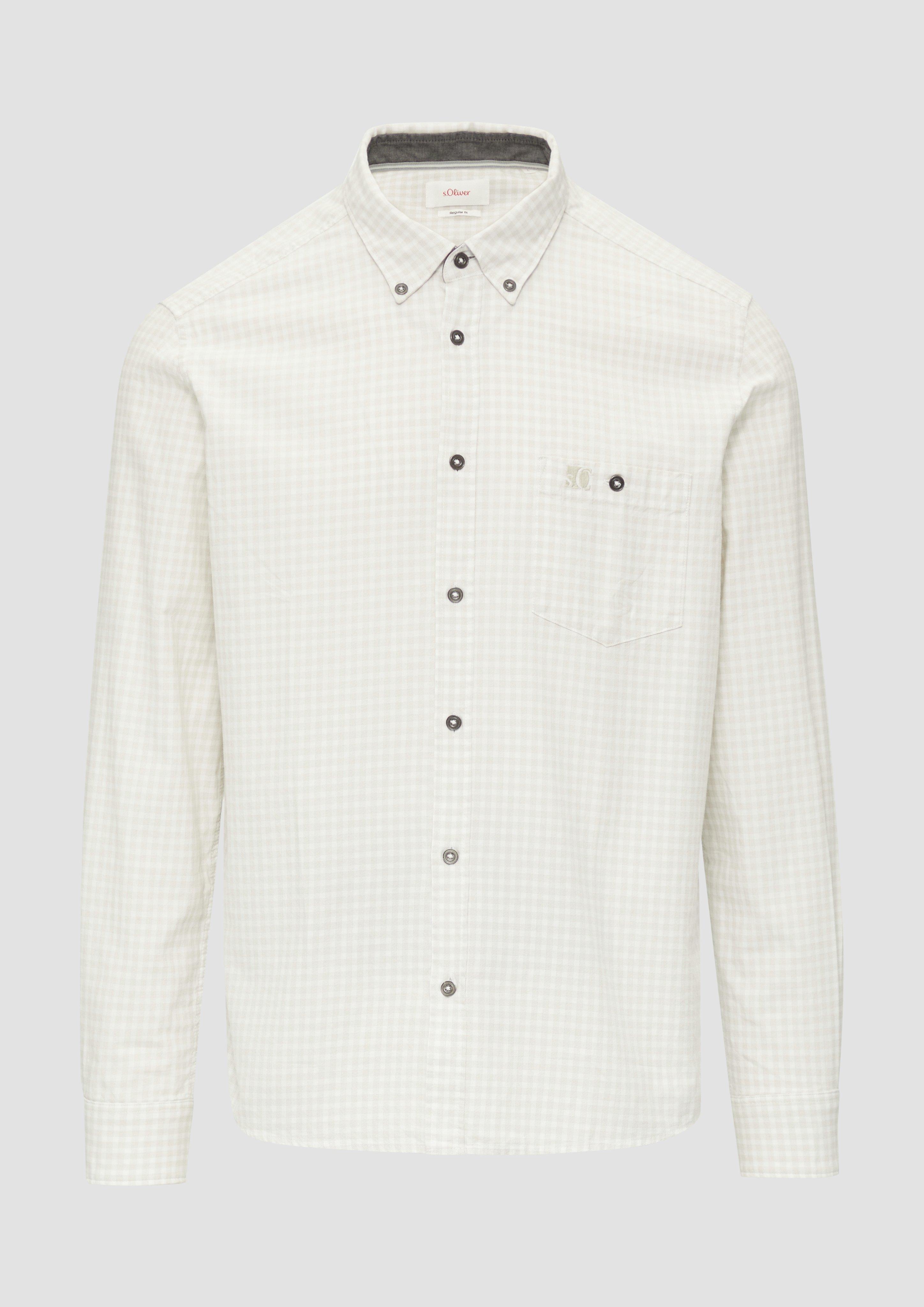 s.Oliver - Regular Fit: Kariertes Hemd mit Button-Down-Kragen, Herren, weiß