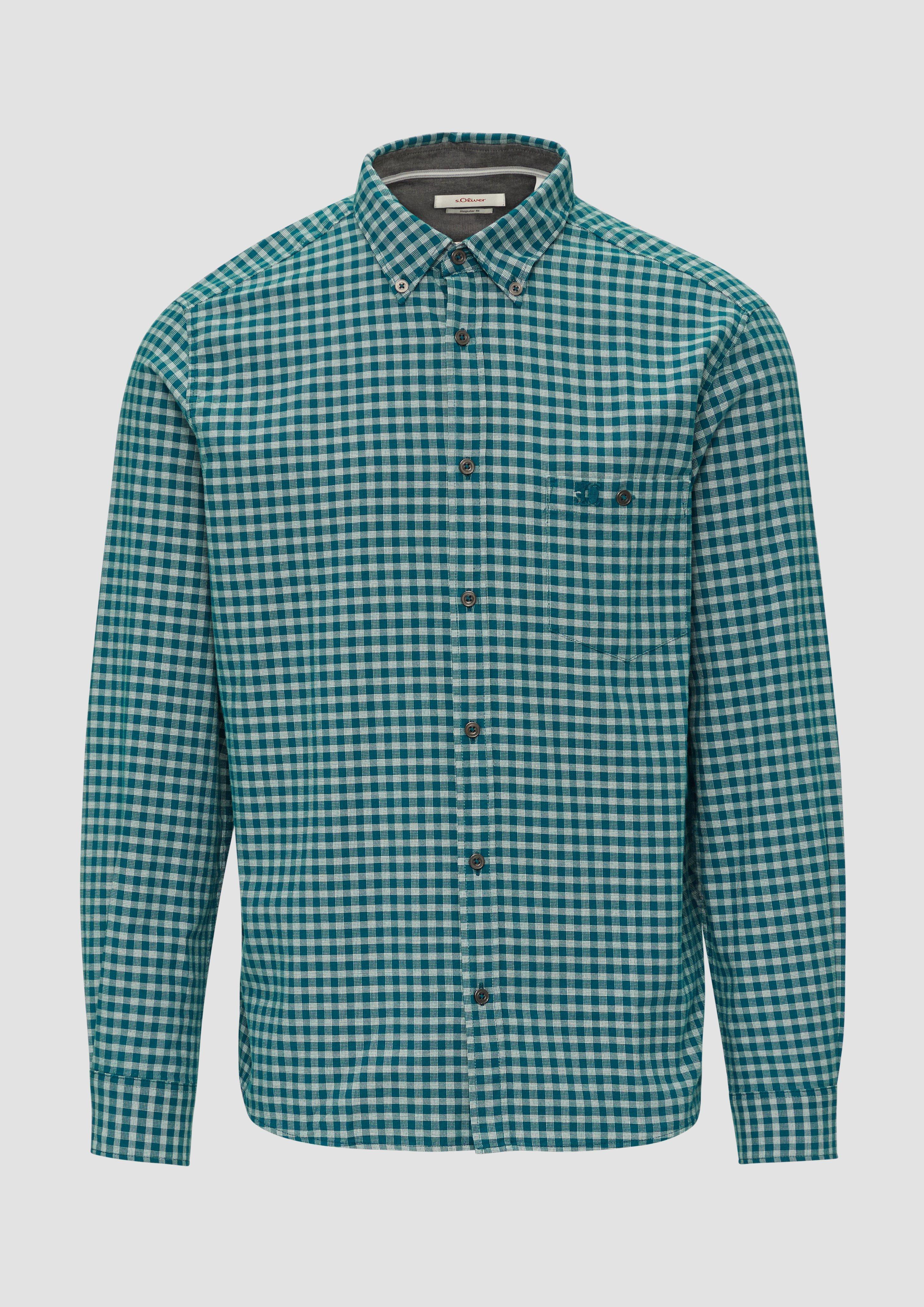 s.Oliver - Regular Fit: Kariertes Hemd mit Button-Down-Kragen, Herren, Blau