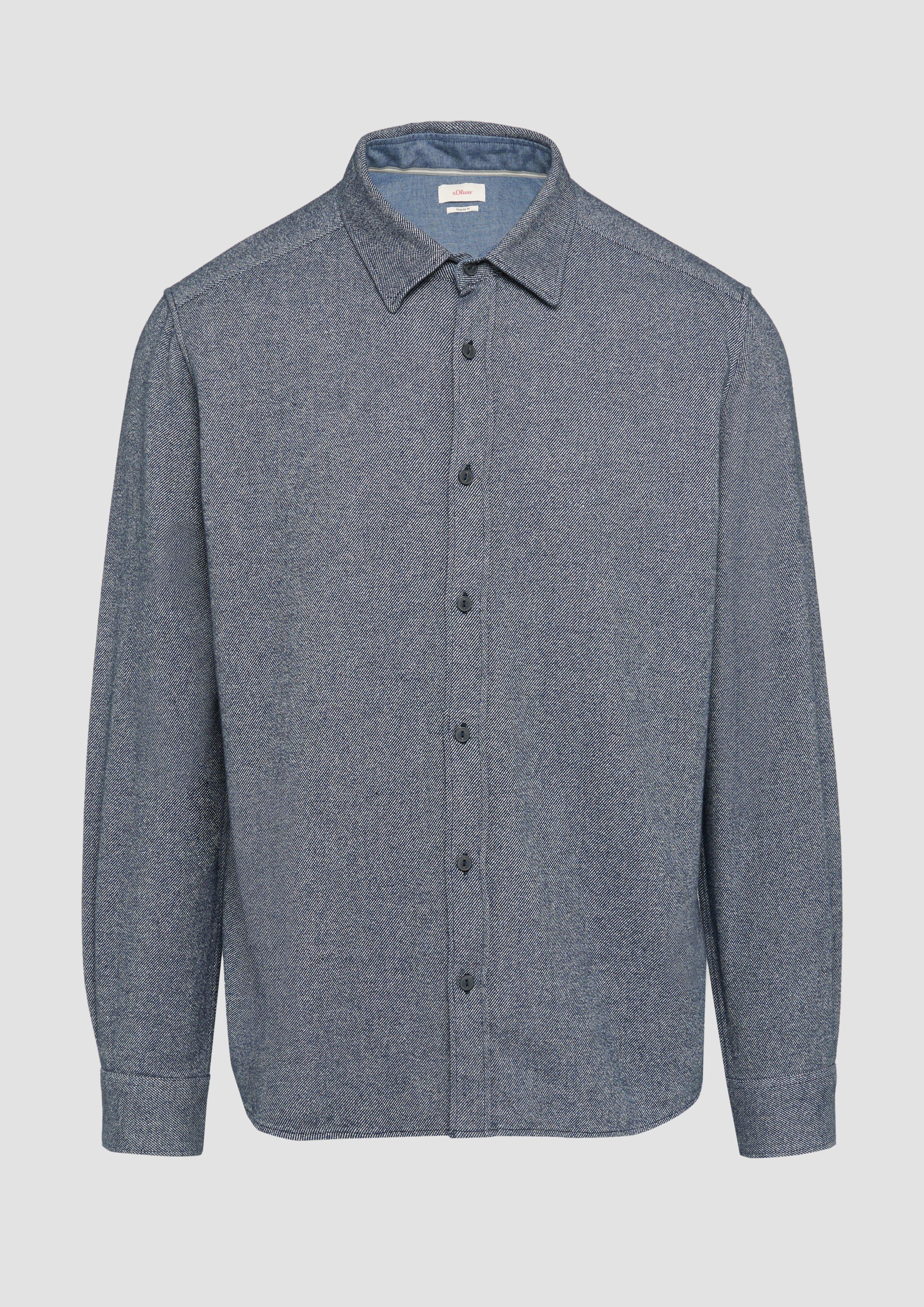 s.Oliver - Regular Fit: Wärmendes Hemd aus mehrfarbigem Twill, Herren, blau