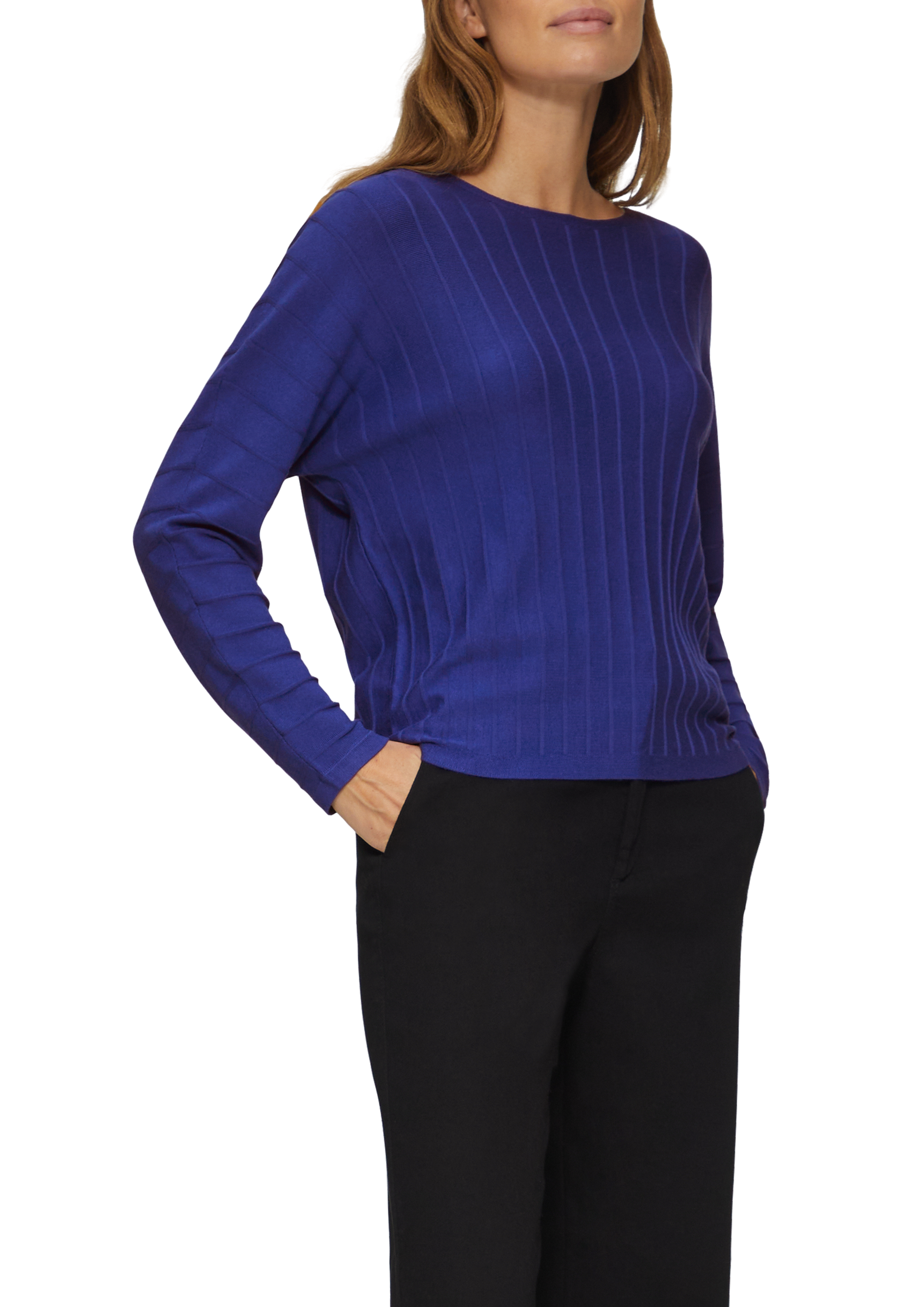 s.Oliver - Strickpullover mit Fledermausarm und Strukturmuster, Damen, blau