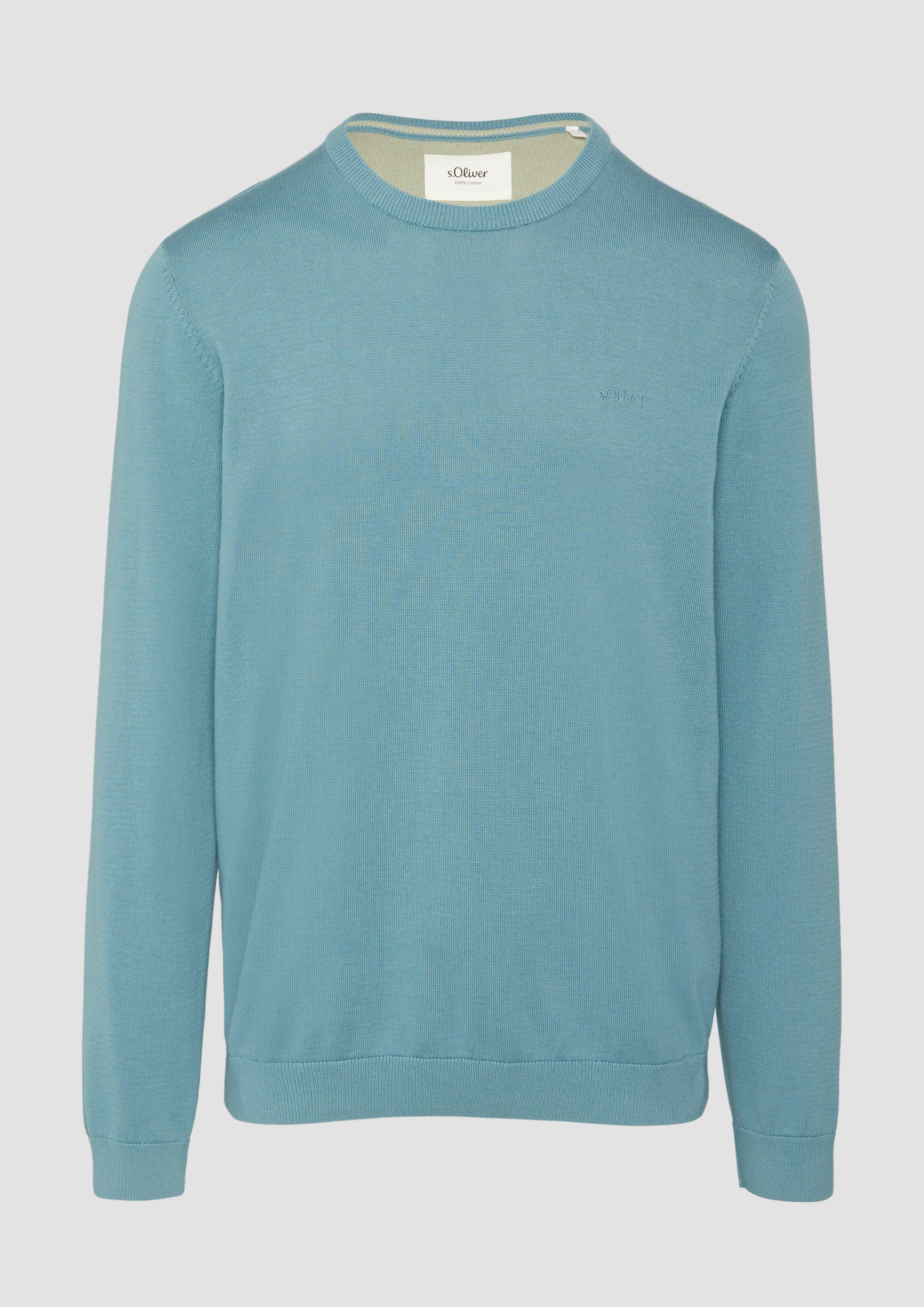s.Oliver - Strickpullover mit Logo-Stickerei, Herren, türkis