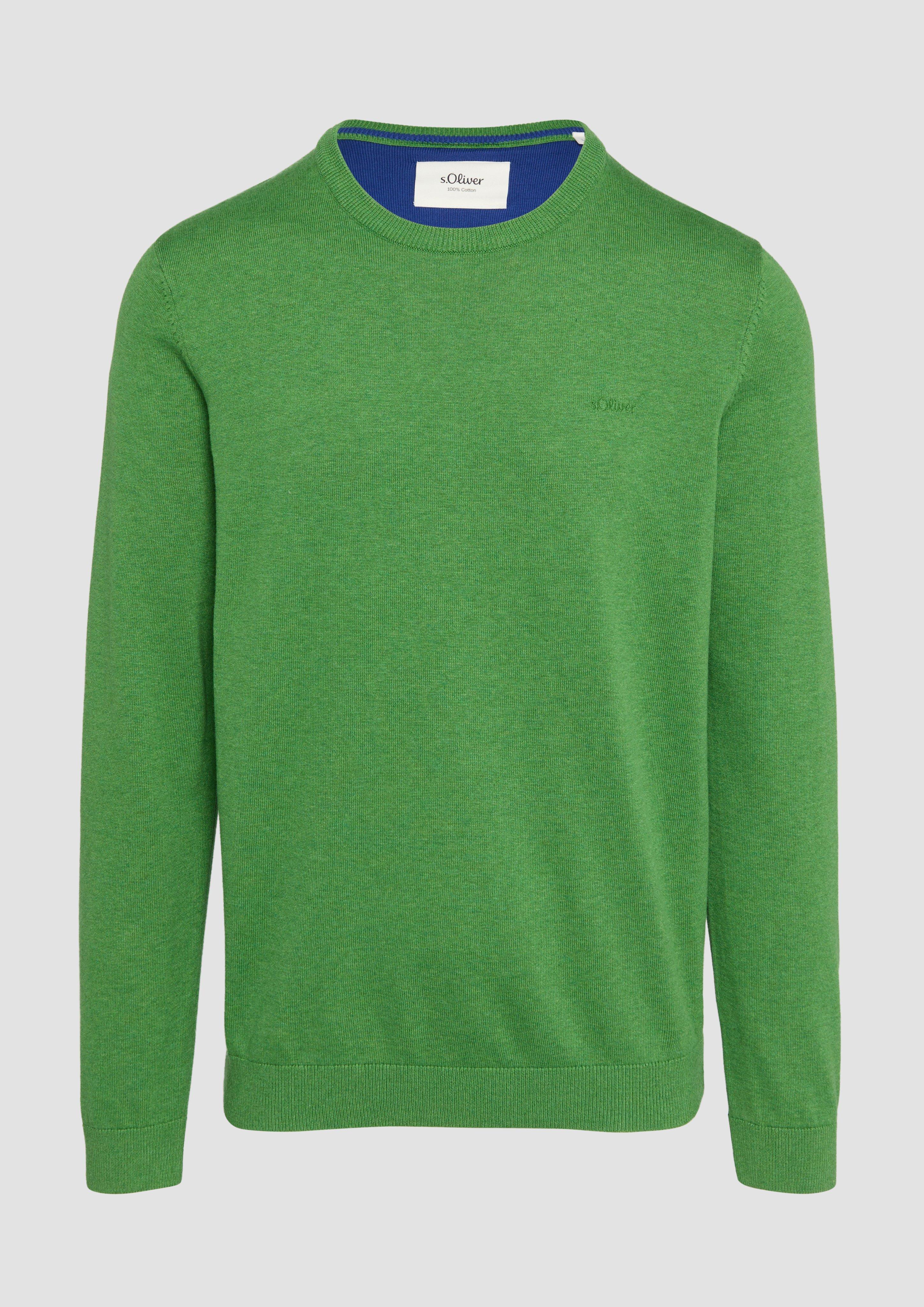 s.Oliver - Strickpullover mit Logo-Stickerei, Herren, grün