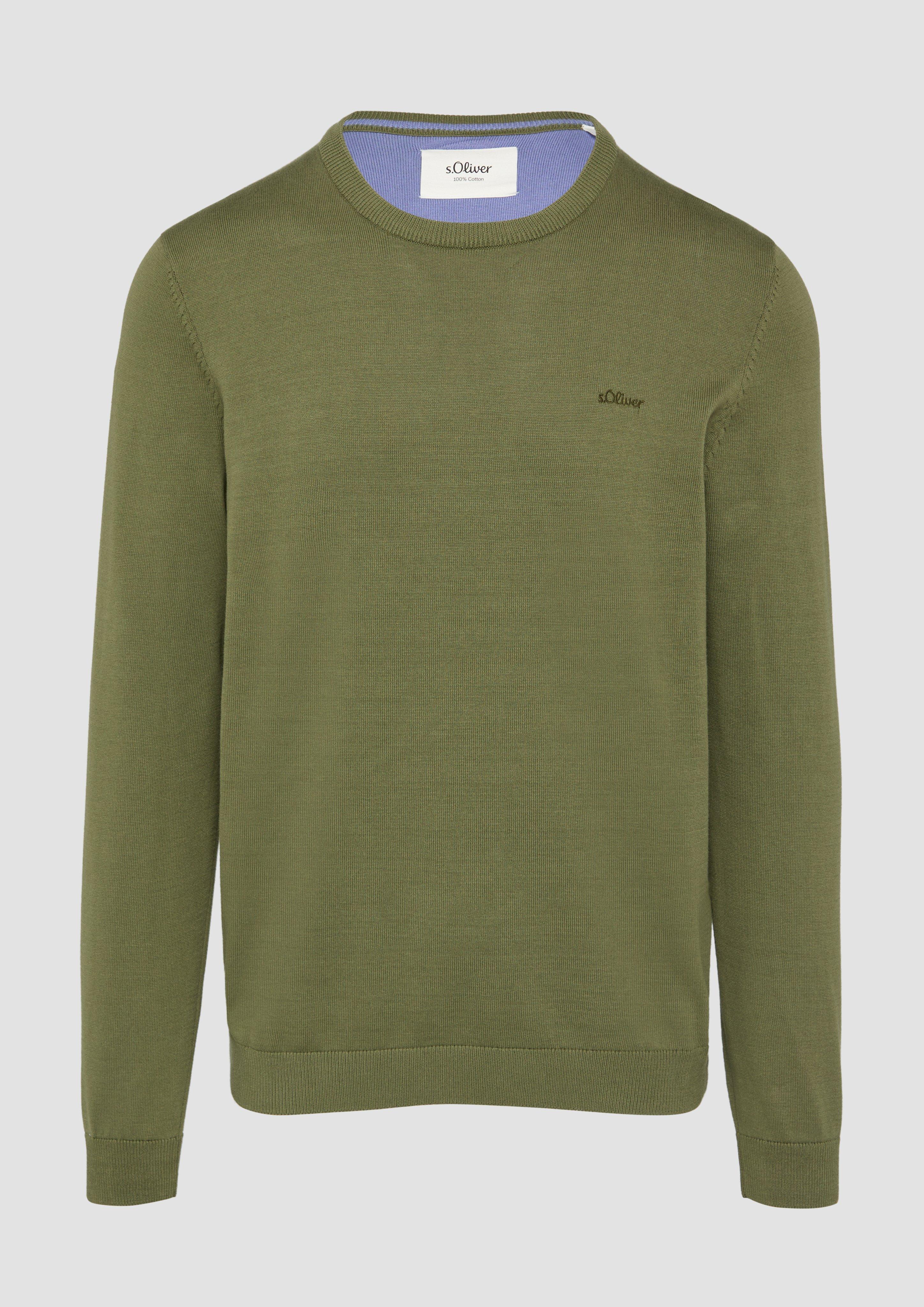 s.Oliver - Strickpullover mit Logo-Stickerei, Herren, Grün