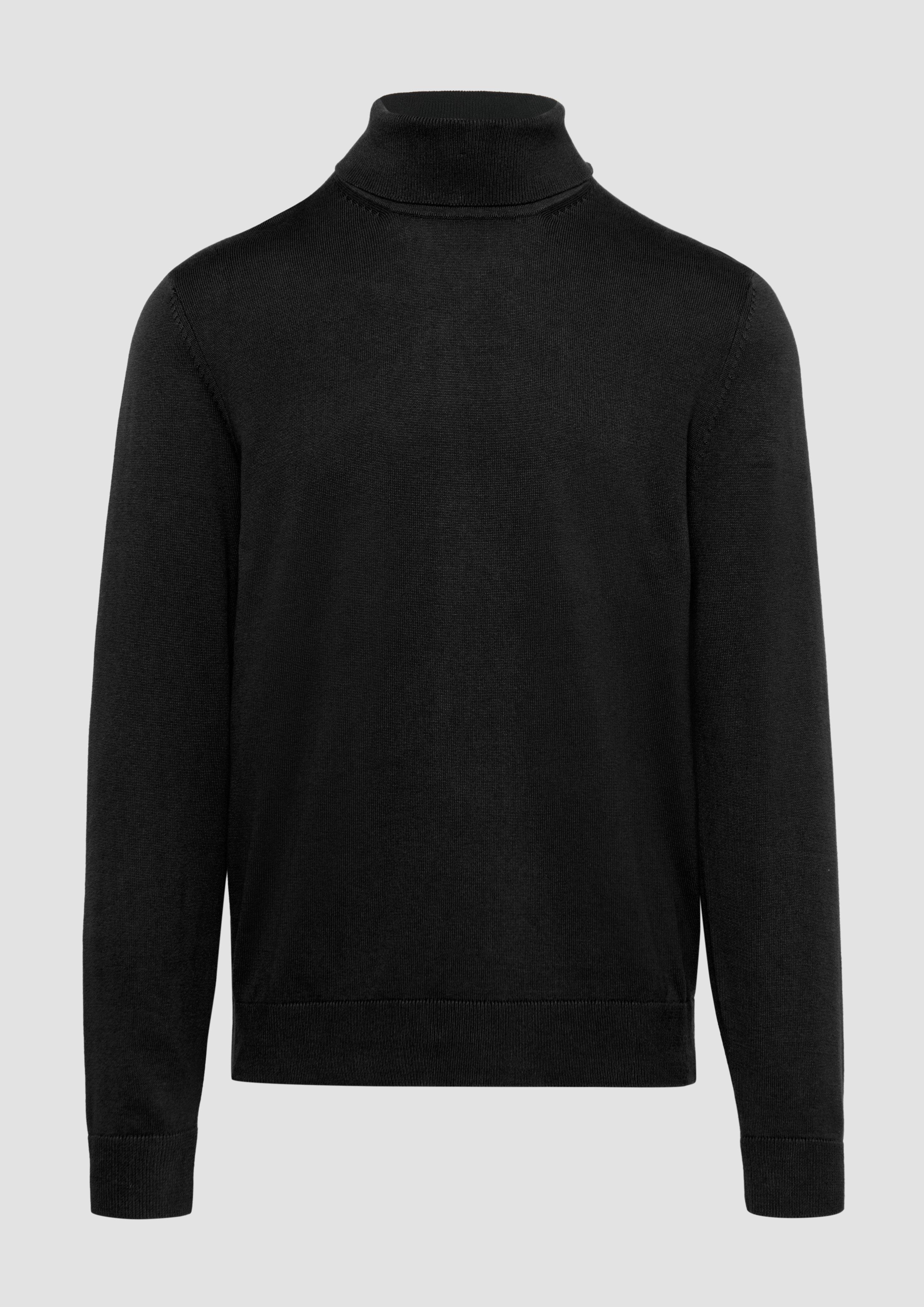 s.Oliver - Rollkragenpullover aus Baumwolle, Herren, schwarz