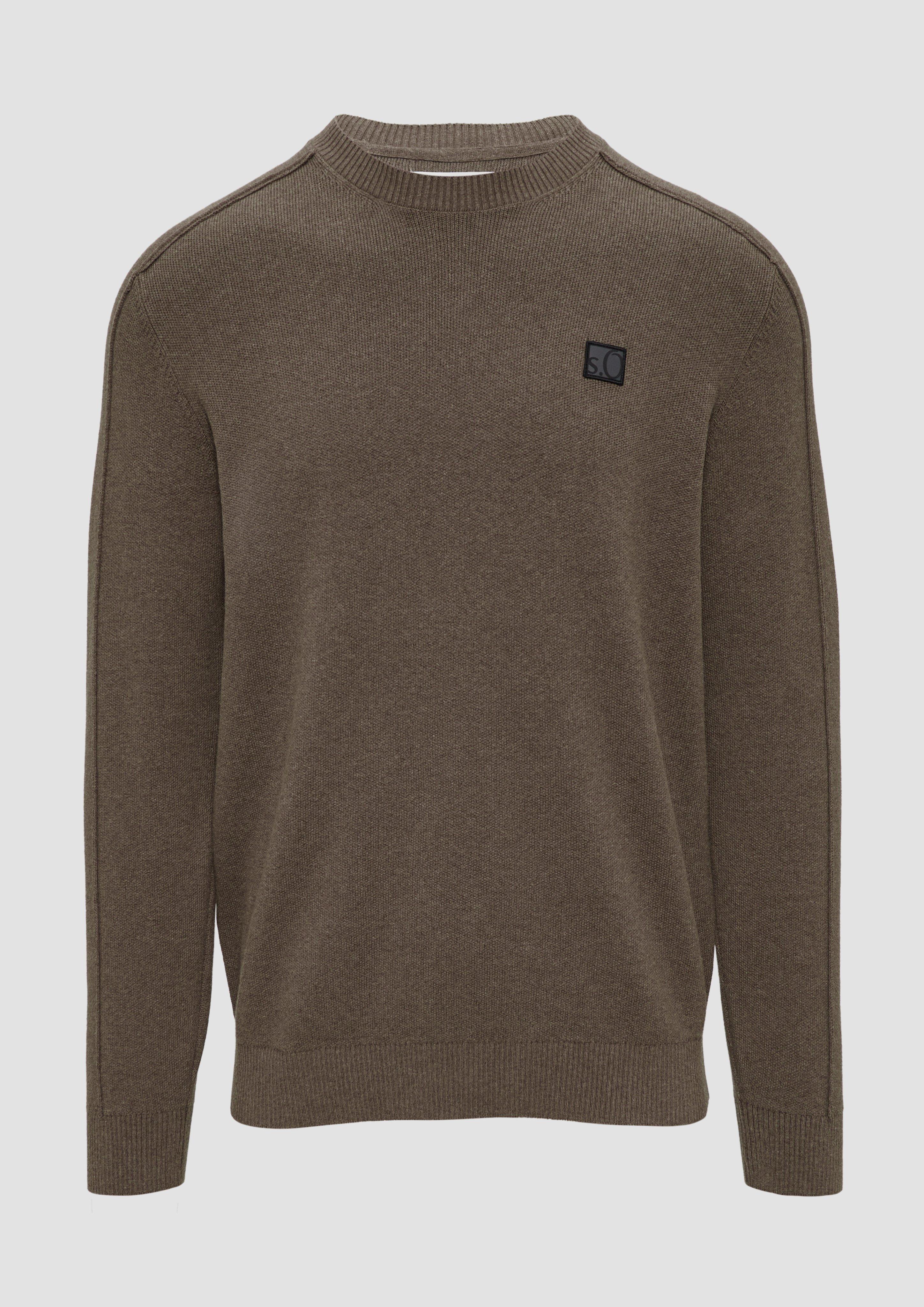 s.Oliver - Strickpullover mit Nahtdetails und Logo, Herren, braun