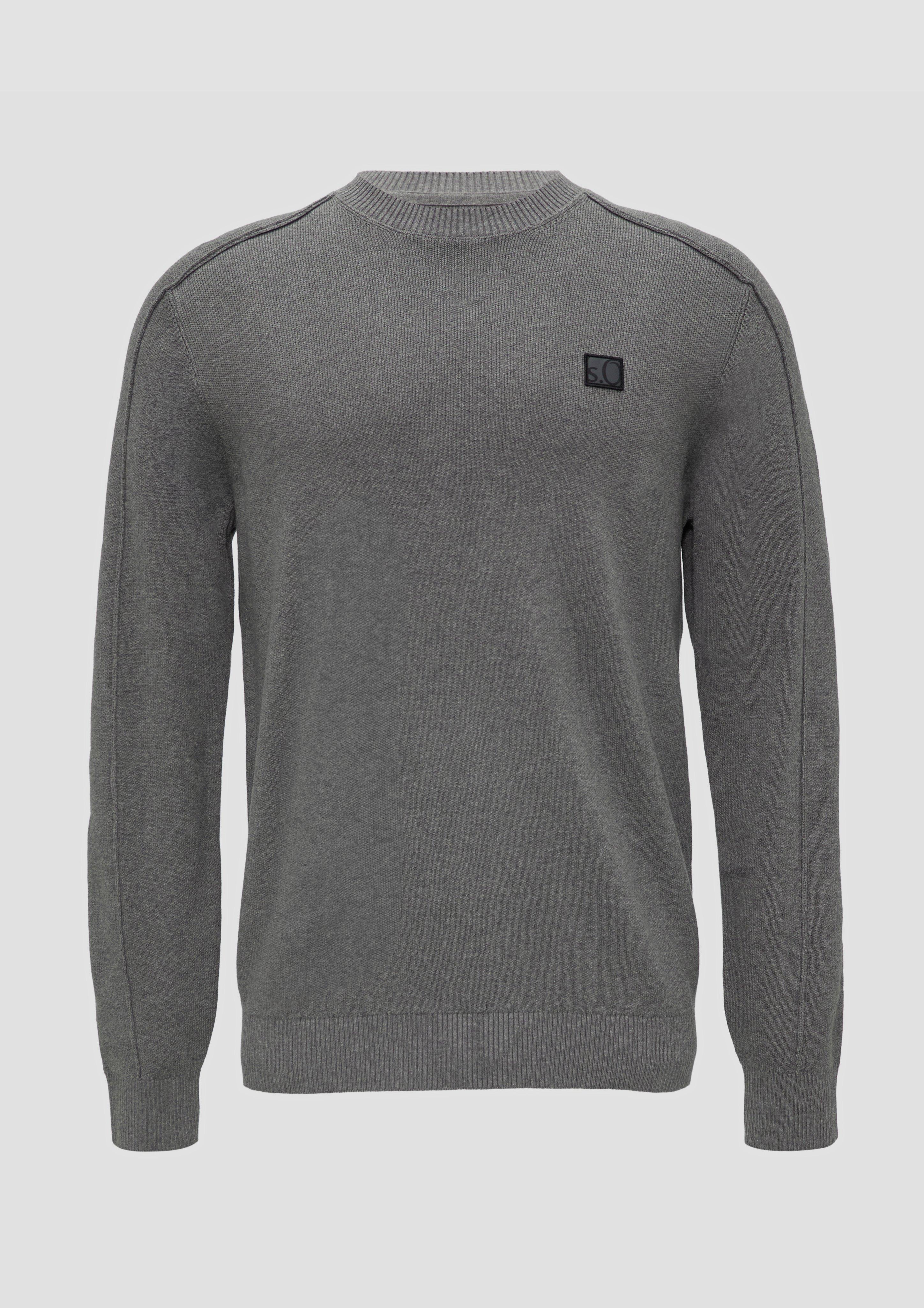 s.Oliver - Strickpullover mit Nahtdetails und Logo, Herren, grau