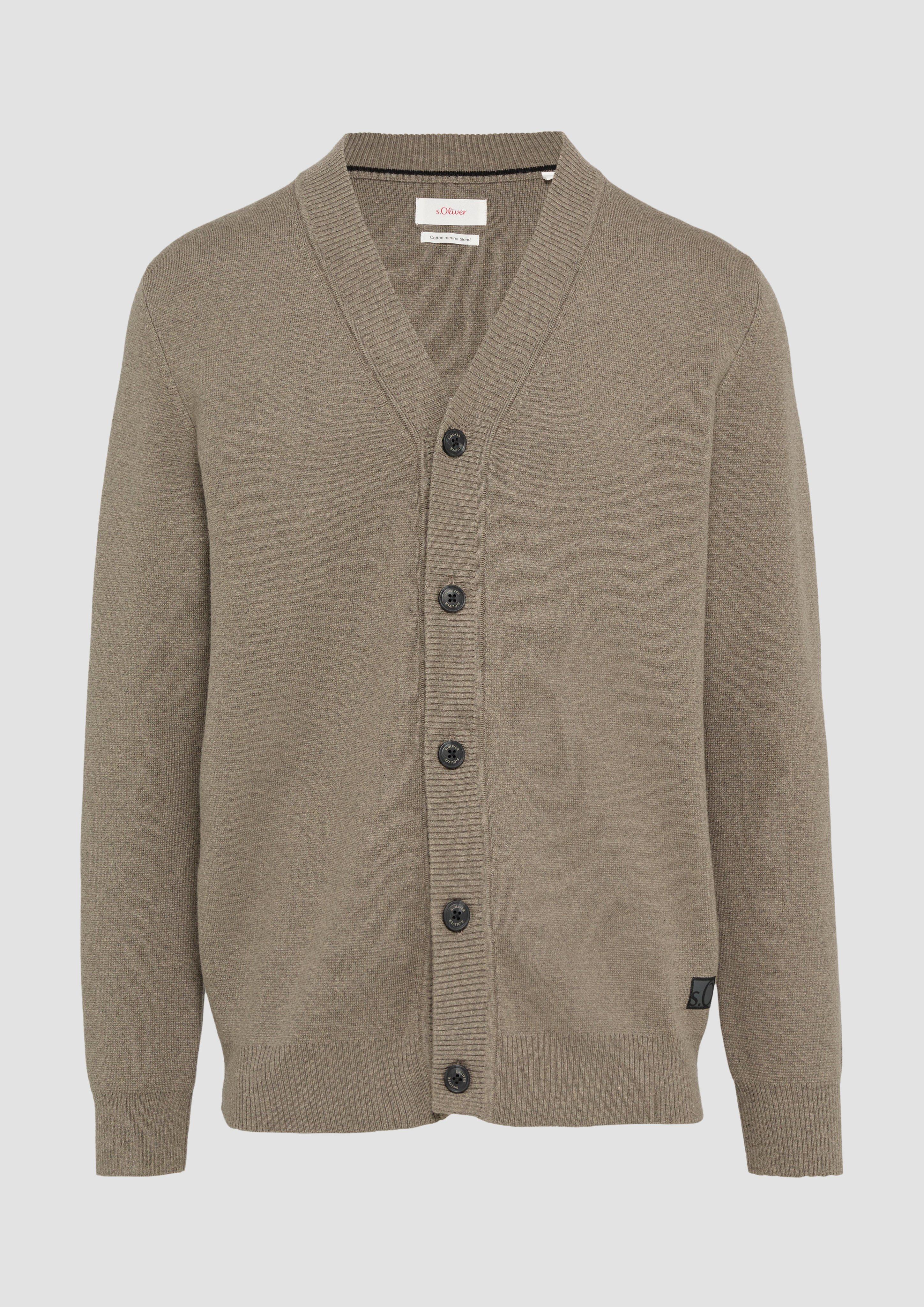 s.Oliver - Strukturierter Cardigan aus Wollmix, Herren, braun