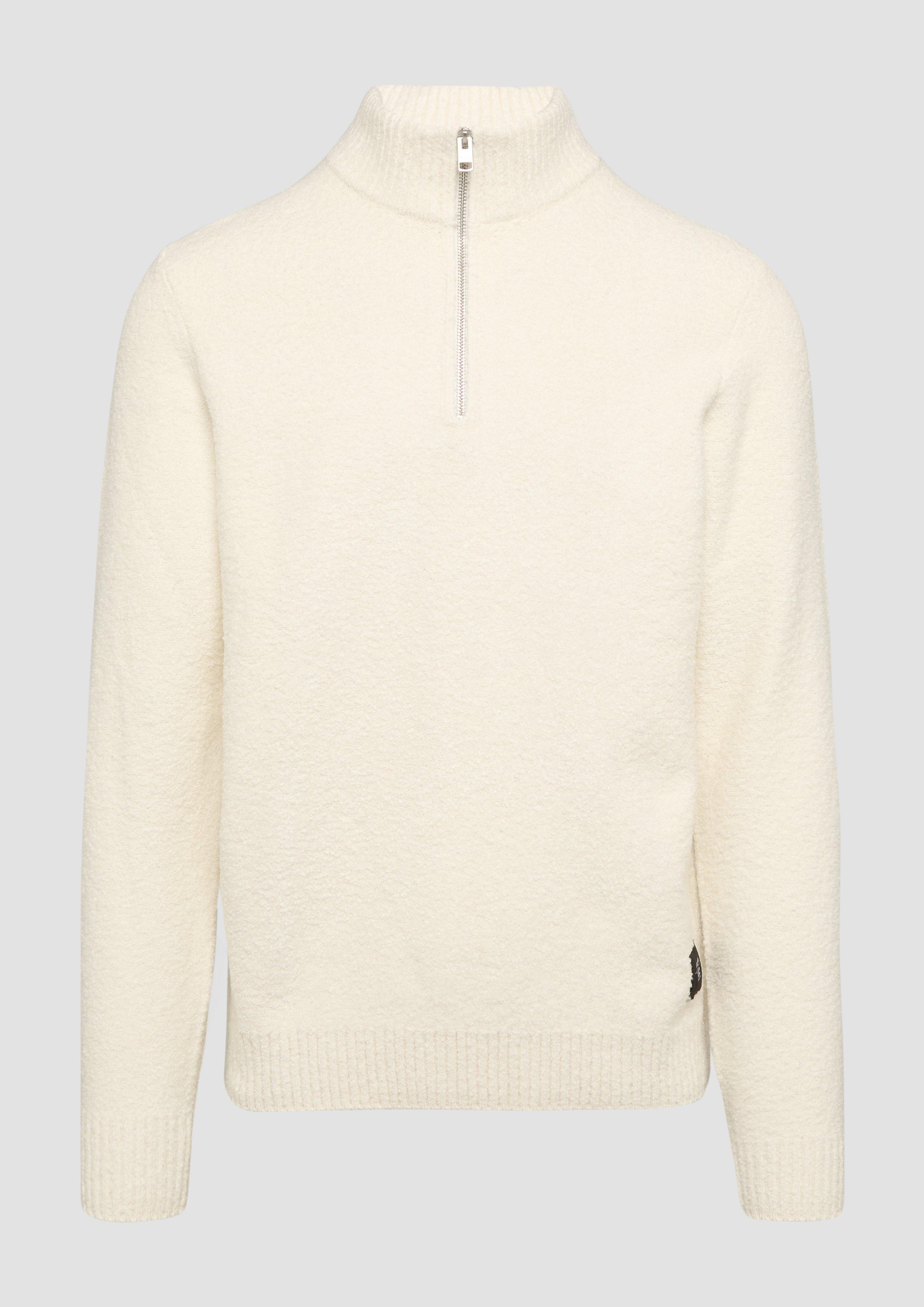 Thumbnail - s.Oliver - Pullover mit Troyer-Kragen in Melange-Optik, Herren, Beige