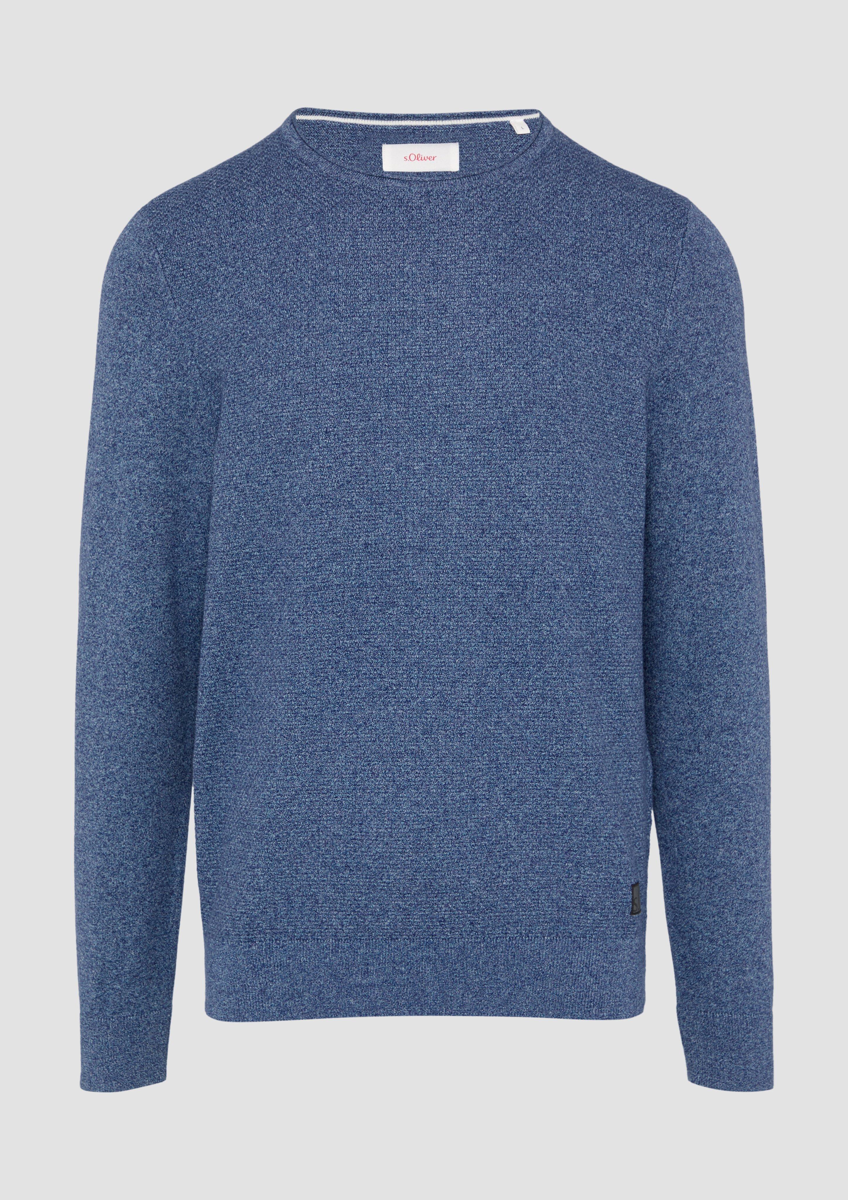Thumbnail - s.Oliver - Strickpullover mit Strukturmix und Logo-Patch, Herren, blau