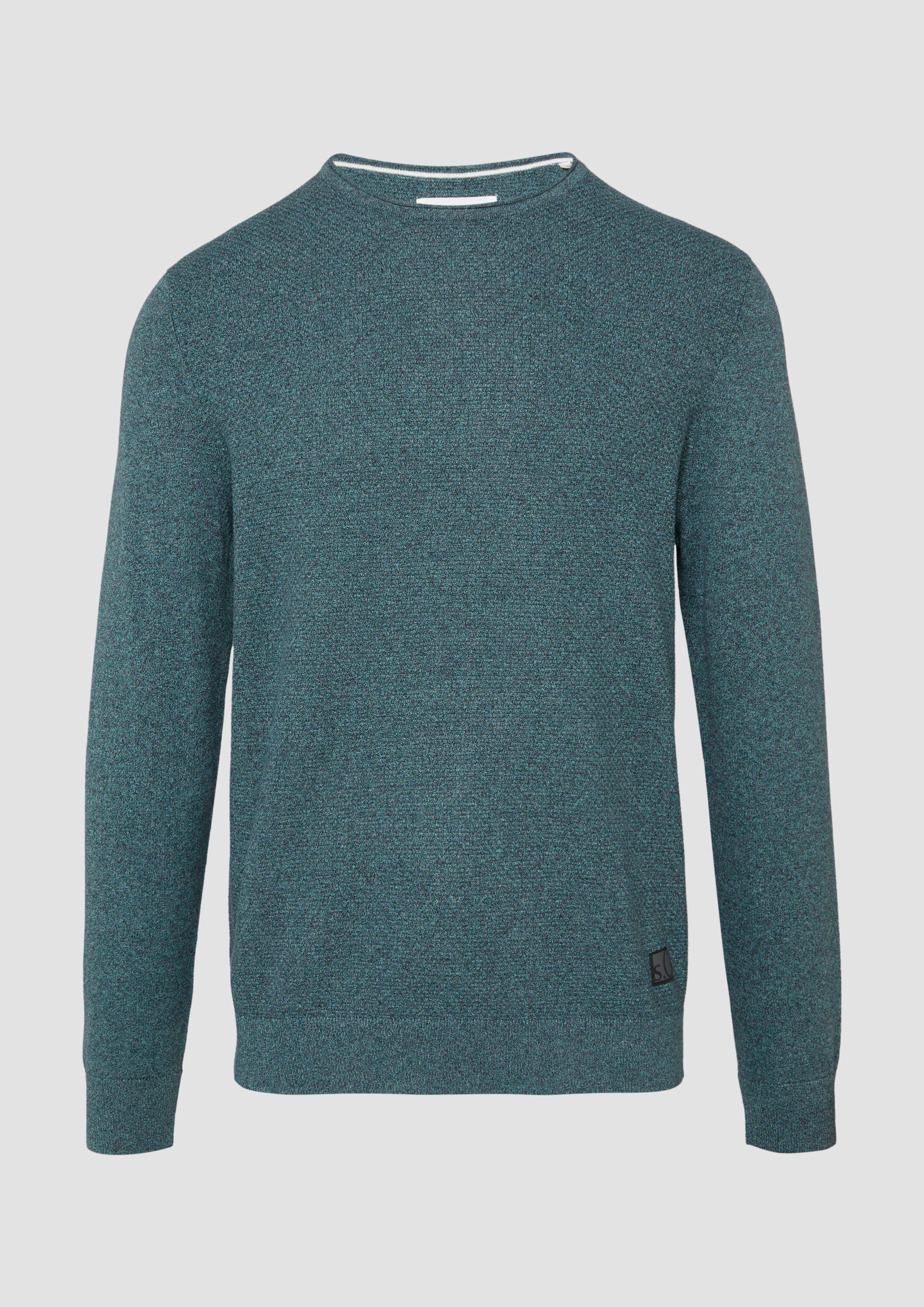 s.Oliver - Strickpullover mit Strukturmix und Logo-Patch, Herren, Blau